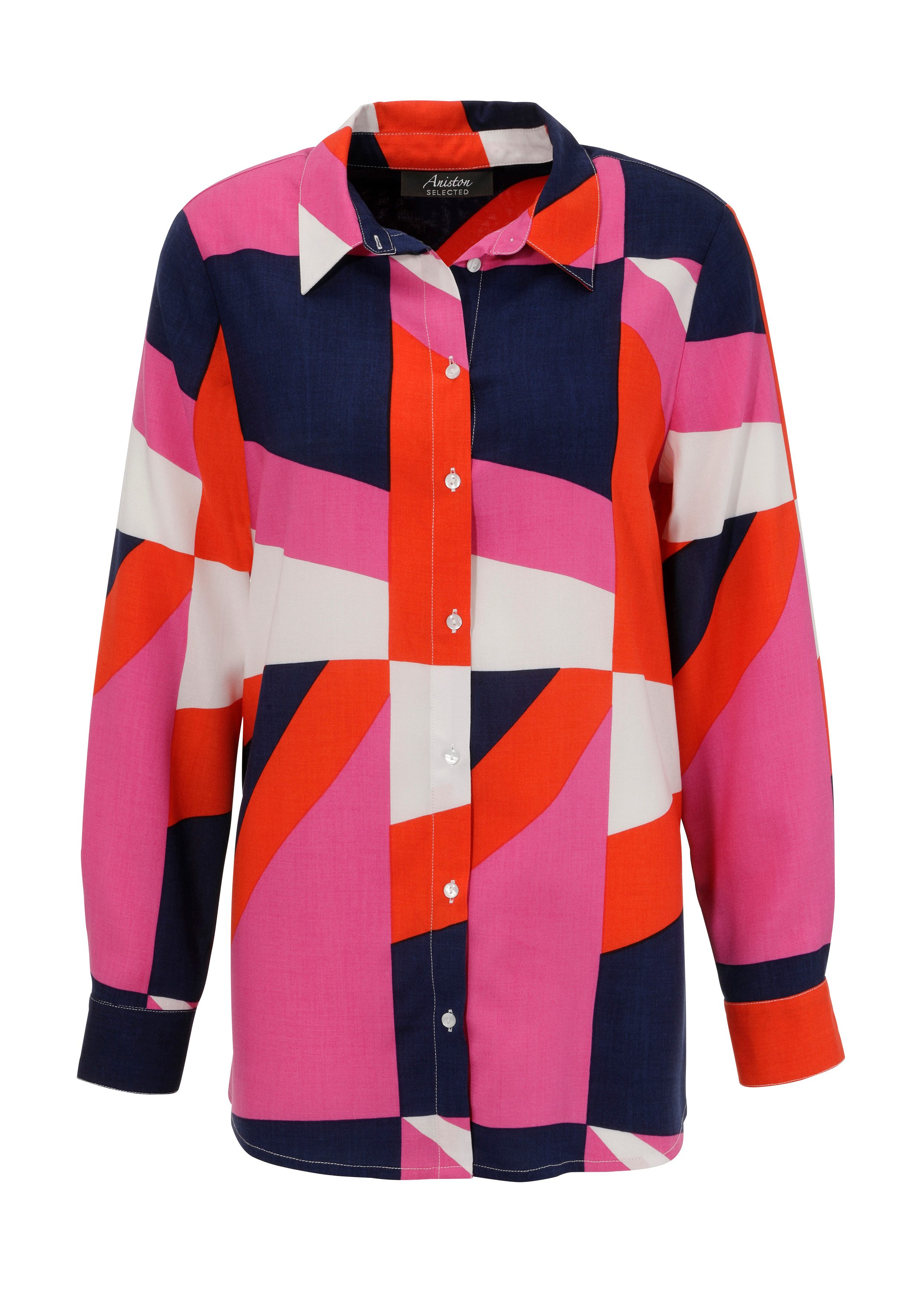 Aniston SELECTED Overhemdblouse met grafisch patroon in felle kleuren