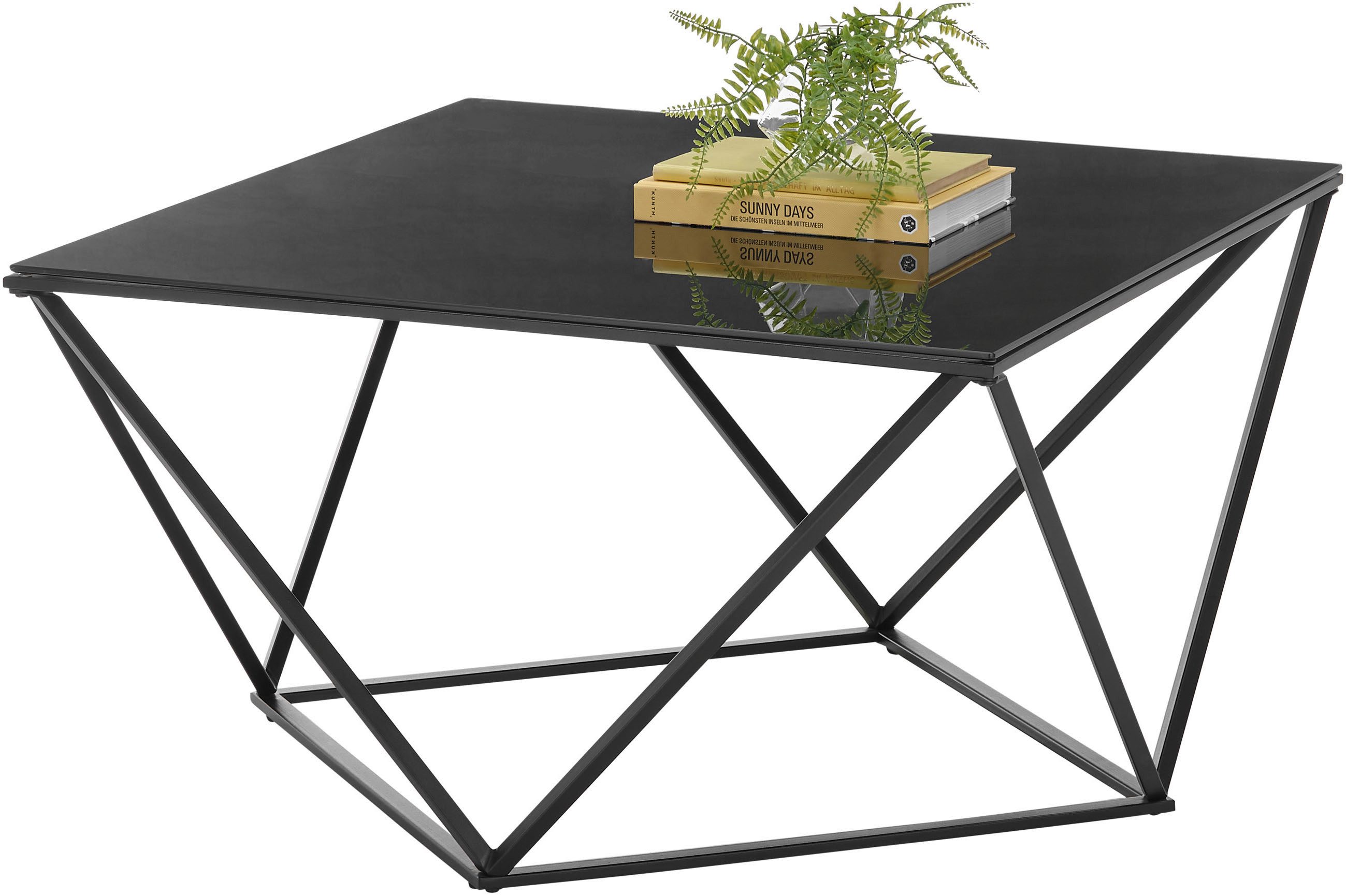 OTTO Stolkom Salontafel Senta glazen tafel vierkant zwart, moderne tafel BxHxD 80x45x80 cm salon- & bijzettafels zwart