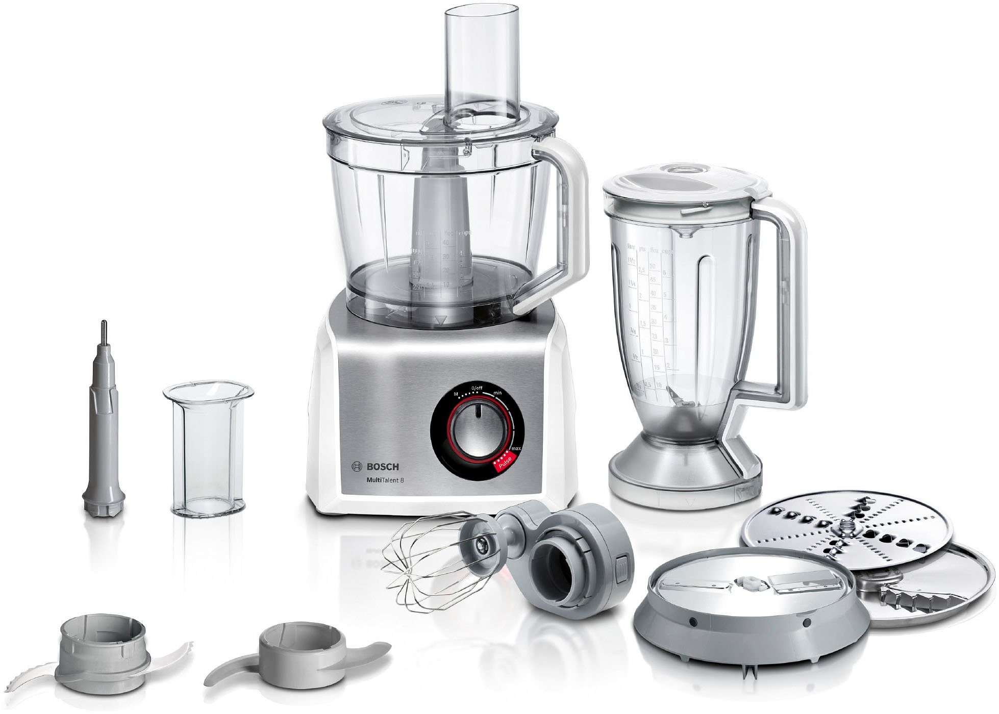 BOSCH Compacte keukenmachine Multitalent 8 MC812S814 3,9l kom, 1,5 l mixopzet, roergarde, universeel mes, 3 schijven