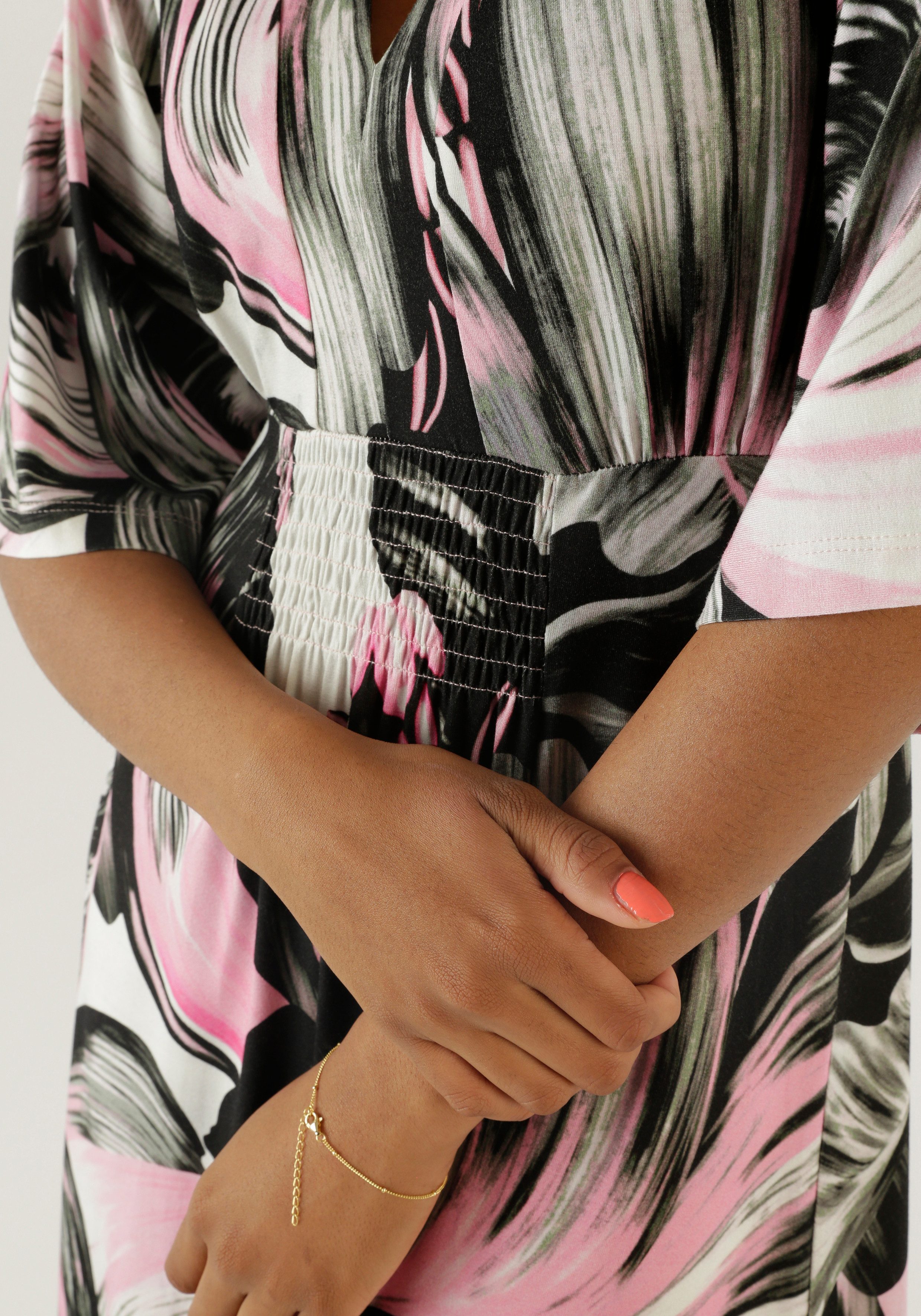 Aniston SELECTED Maxi-jurk met wijde 3 4 lange mouwen en fantasierijke print