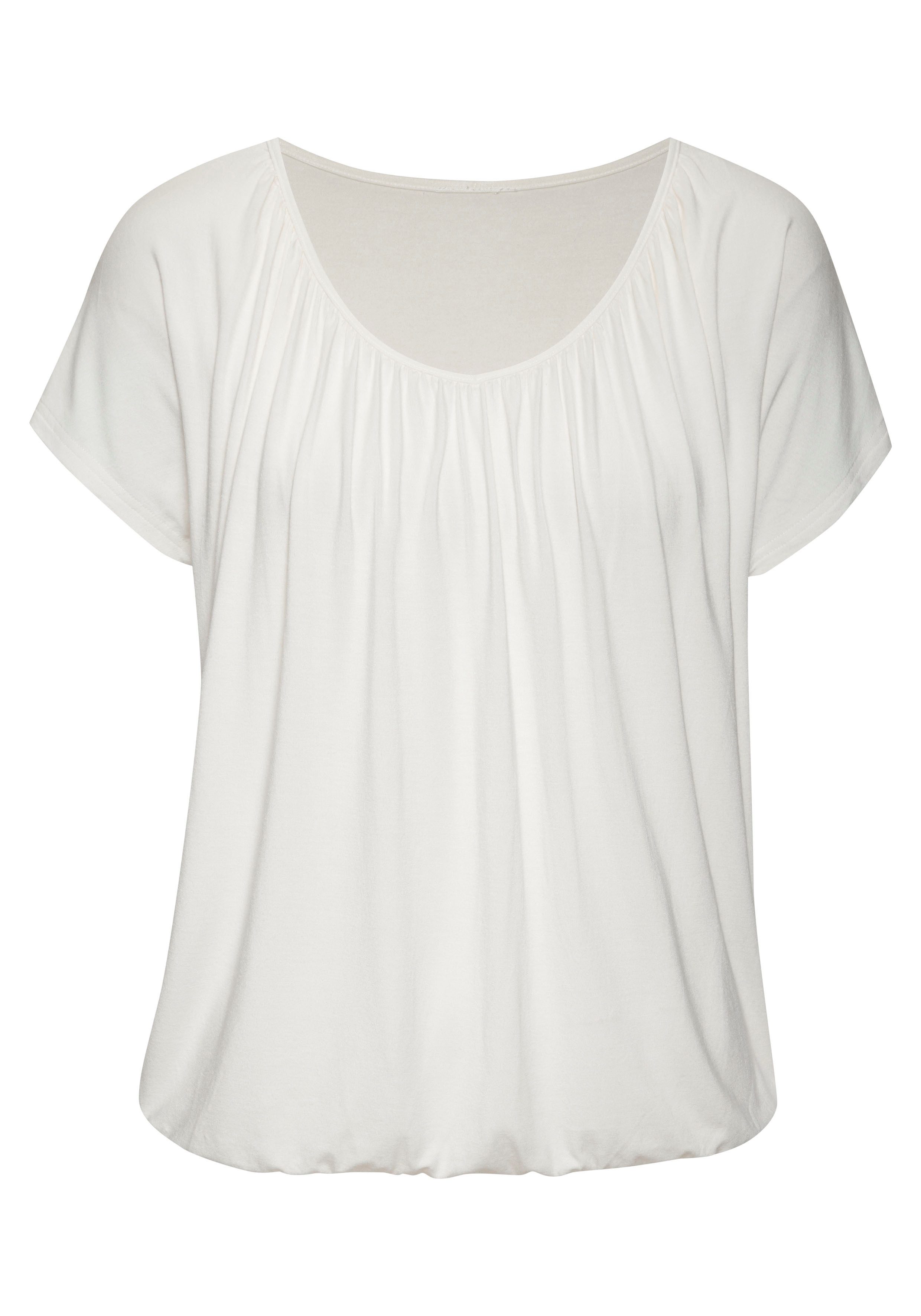 Lascana Shirt met korte mouwen met elastiek in de band (1-delig)
