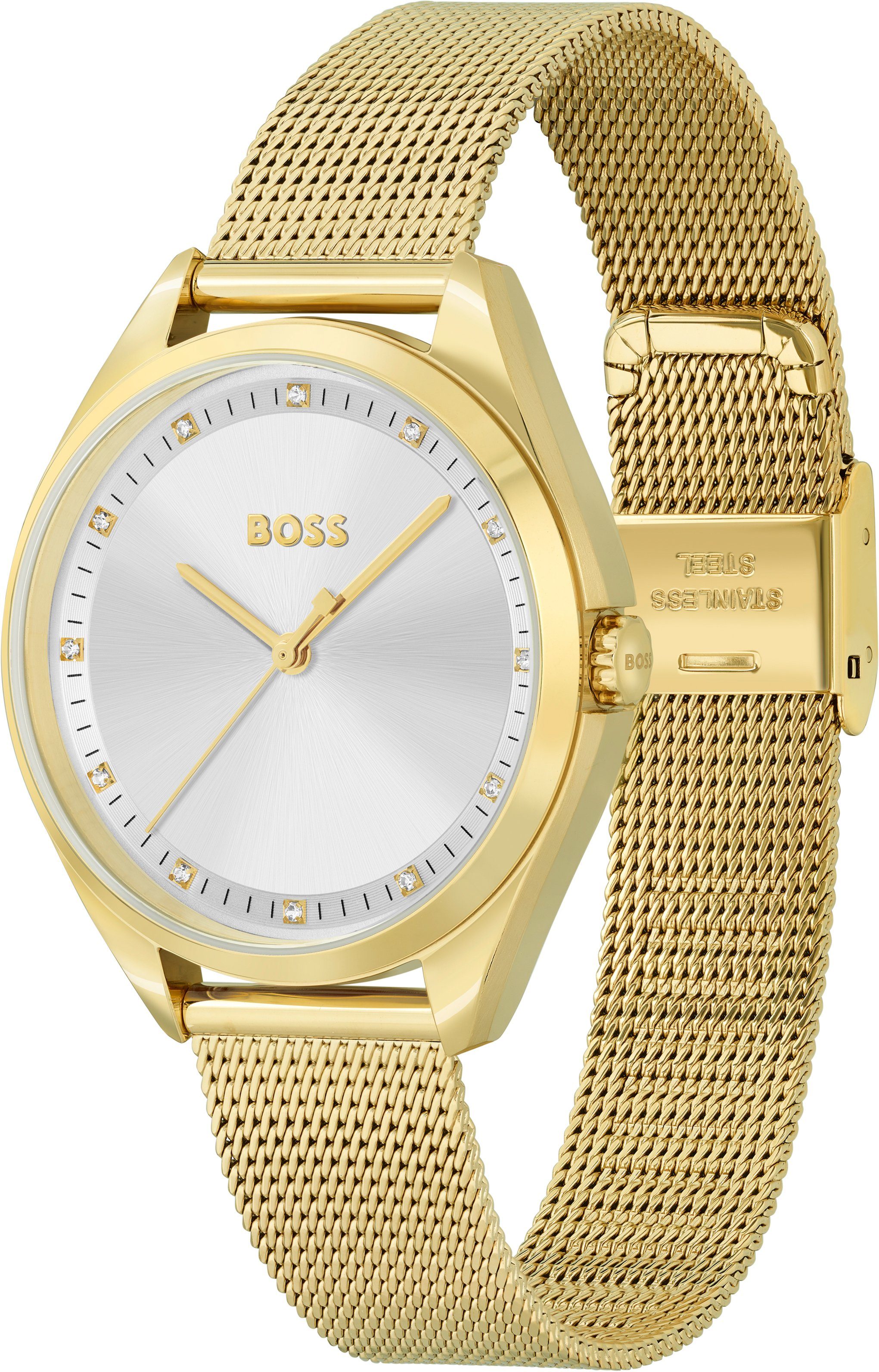 Boss Kwartshorloge SAYA Damenuur, horloge, glaskristallen, roestvrijstalen band