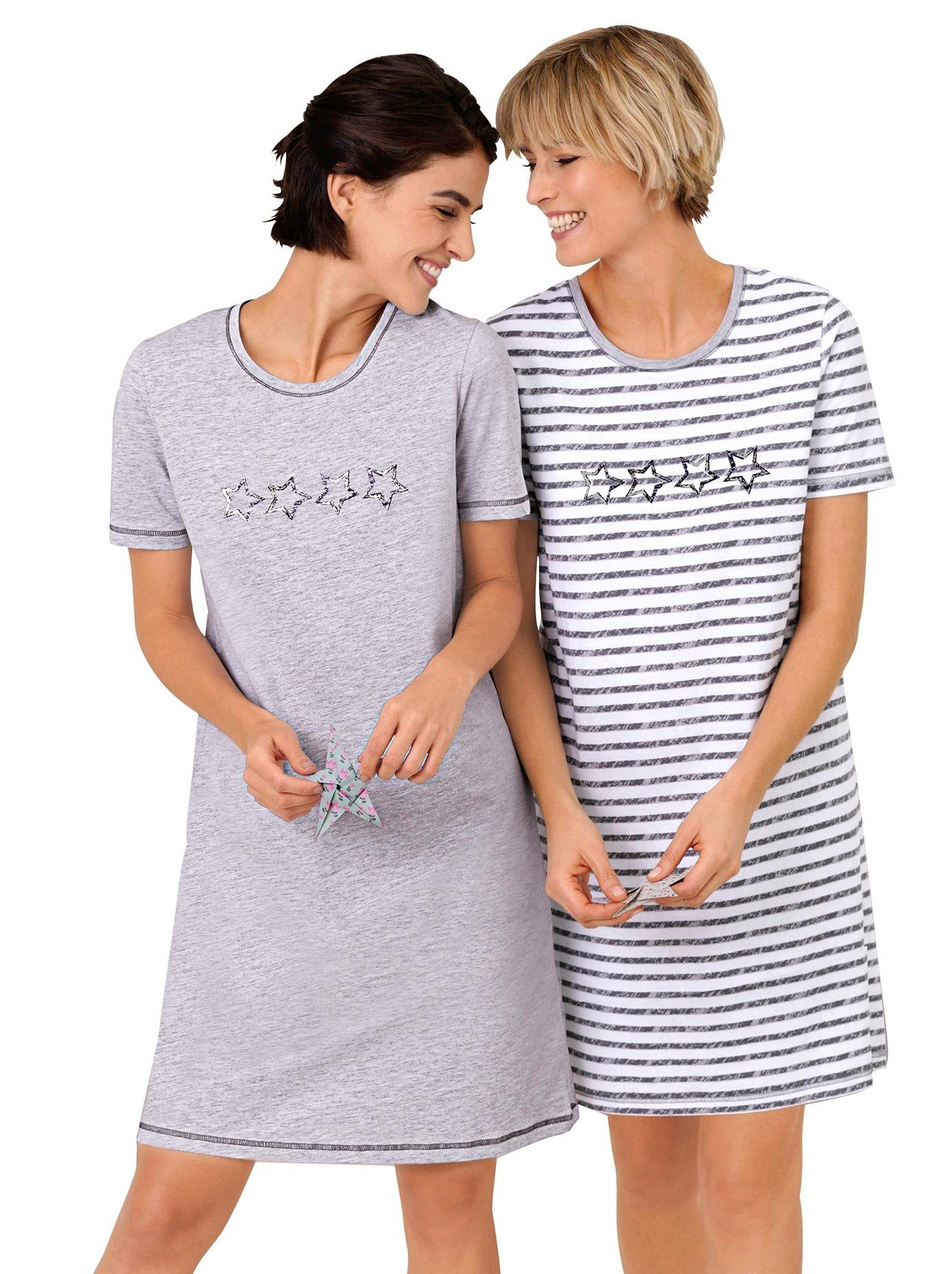 wäschepur Nachthemd Korte mouwen sleepshirts dames nachthemden maat 52/54 grijs