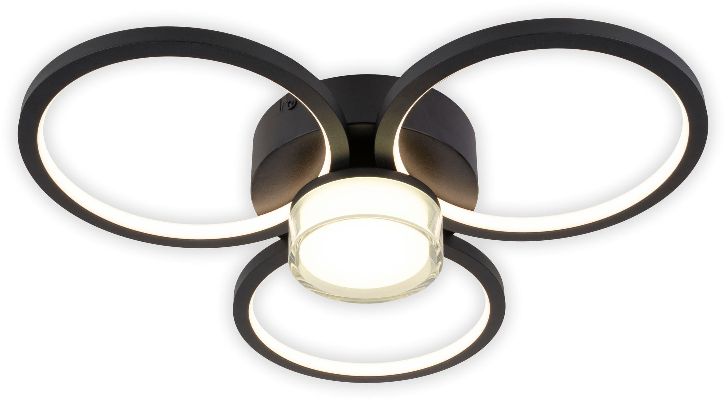 näve Led-plafondlamp Cimo traploos dimbaar via wandschakelaar, lichtkleur warmwit, zwart (1 stuk)