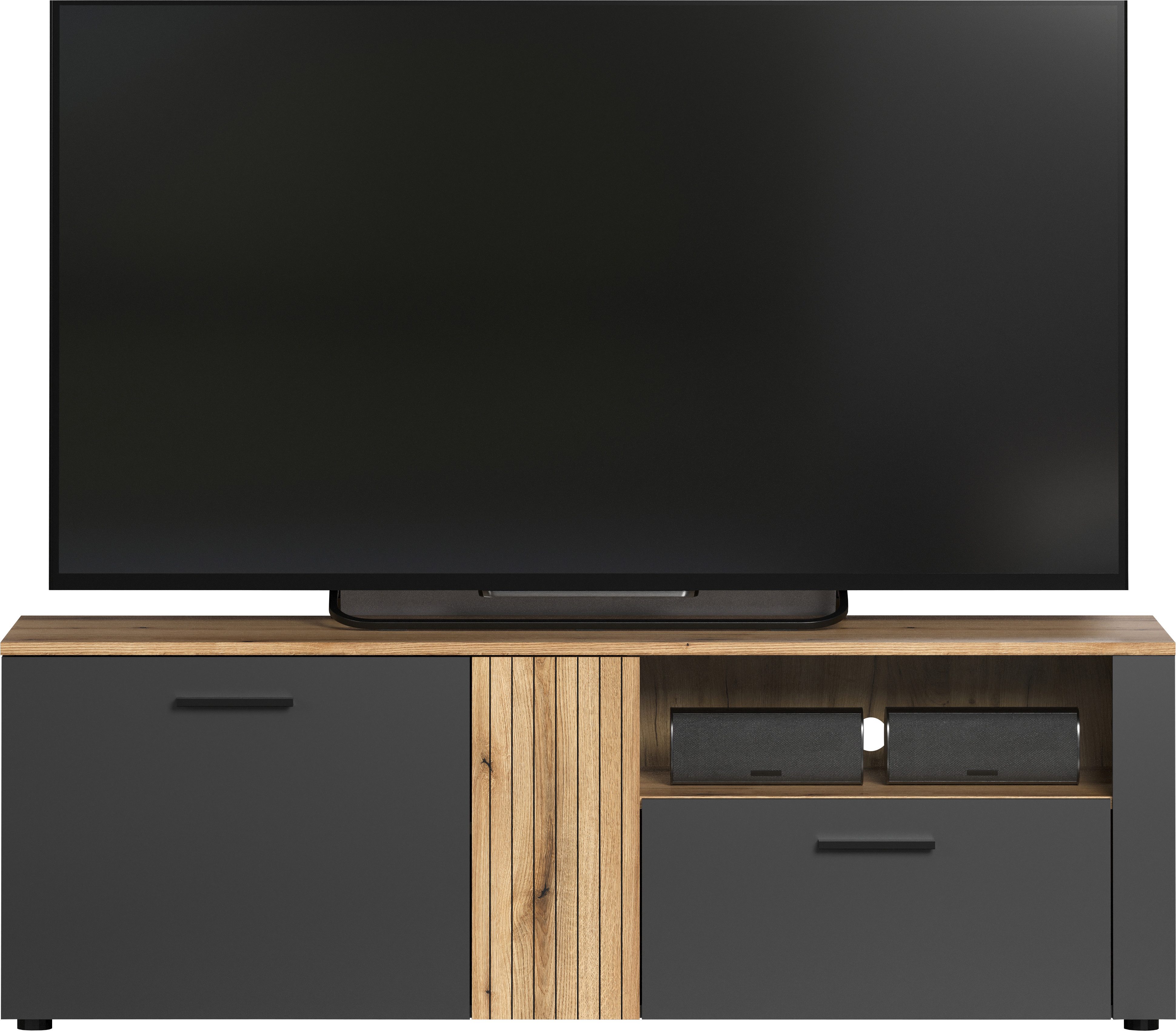 INOSIGN Tv-meubel Estepona TV-lowboard met ribbeloptiek - deuren links of rechts monteerbaar (1 stuk)