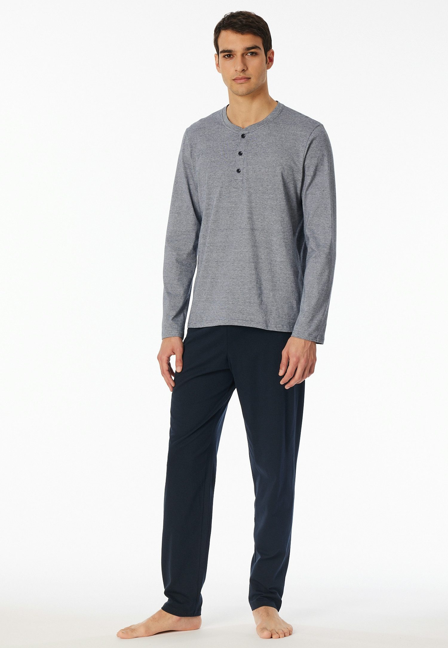 Schiesser Pyjama Casual Essentials met fijne, gebreide ringen heren voordeelsets maat 52 blauw