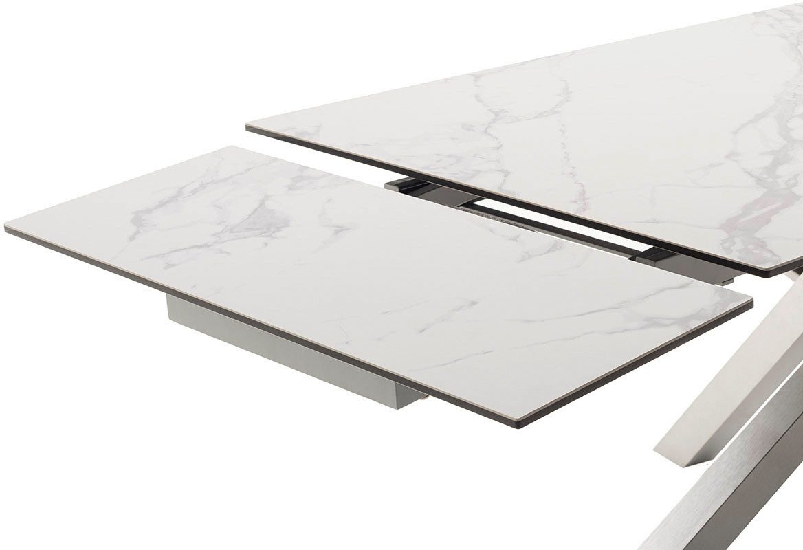 MCA furniture Eettafel ALMIROS uitschuifbare tafel 180-260 cm gemarmerd Keramiek, roestvrij staal, marmer-look, uittrekbaar, belastbaar tot 100 kg, 8-10 personen