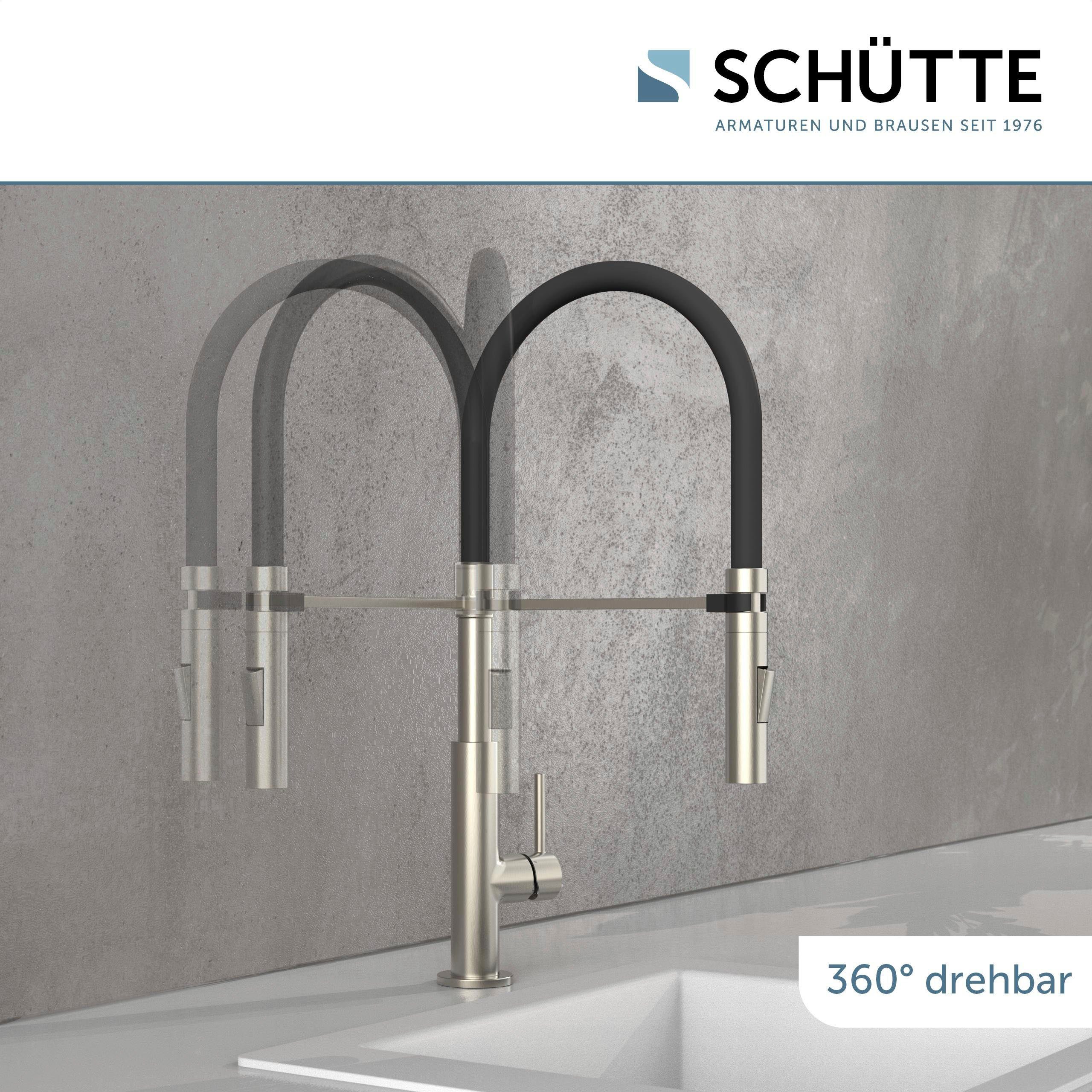 Schütte Gootsteen kraan Design uittrekbaar, 360° draaibaar, edelstaal-look/zwart, hoge druk