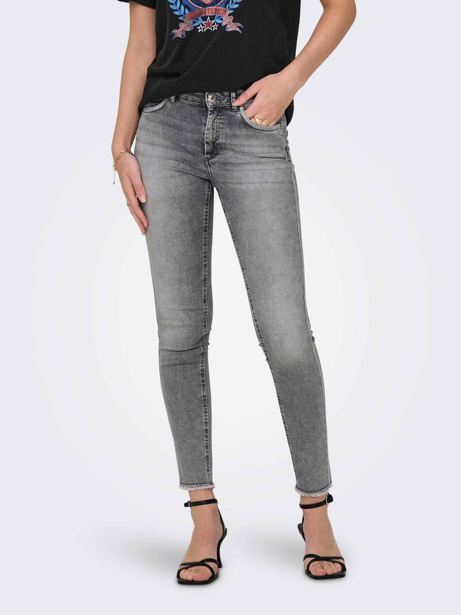 Only Skinny fit jeans ONLBLUSH MW SKINNY DECO ANK RW REA0918 dames skinny jeans maat XS (34) grijs