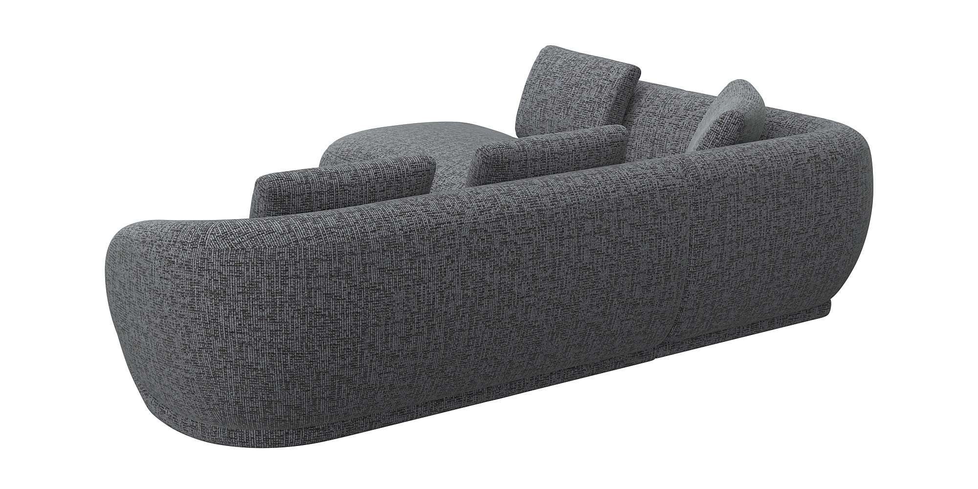 FLEXLUX Hoekbank Torino, rond, L-vorm, bankhoek met ottomane Modern, organisch bankontwerp, koudschuim, golfvering