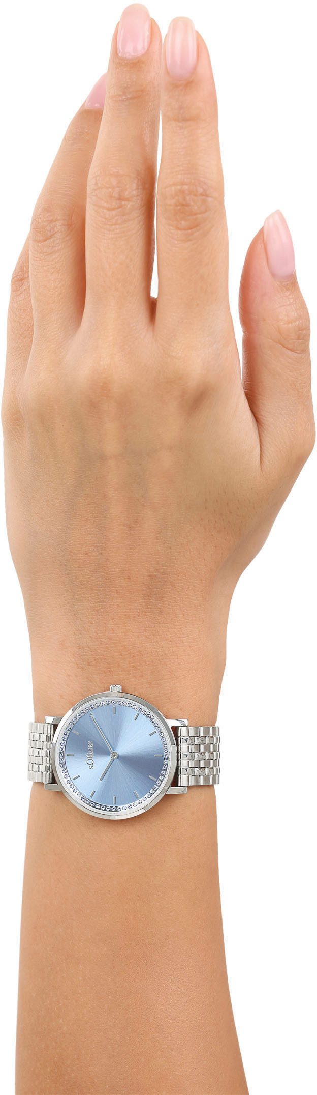 s.Oliver Kwartshorloge Horloge, dameshorloge, stalen band, analoog, zirkonia (synth.)