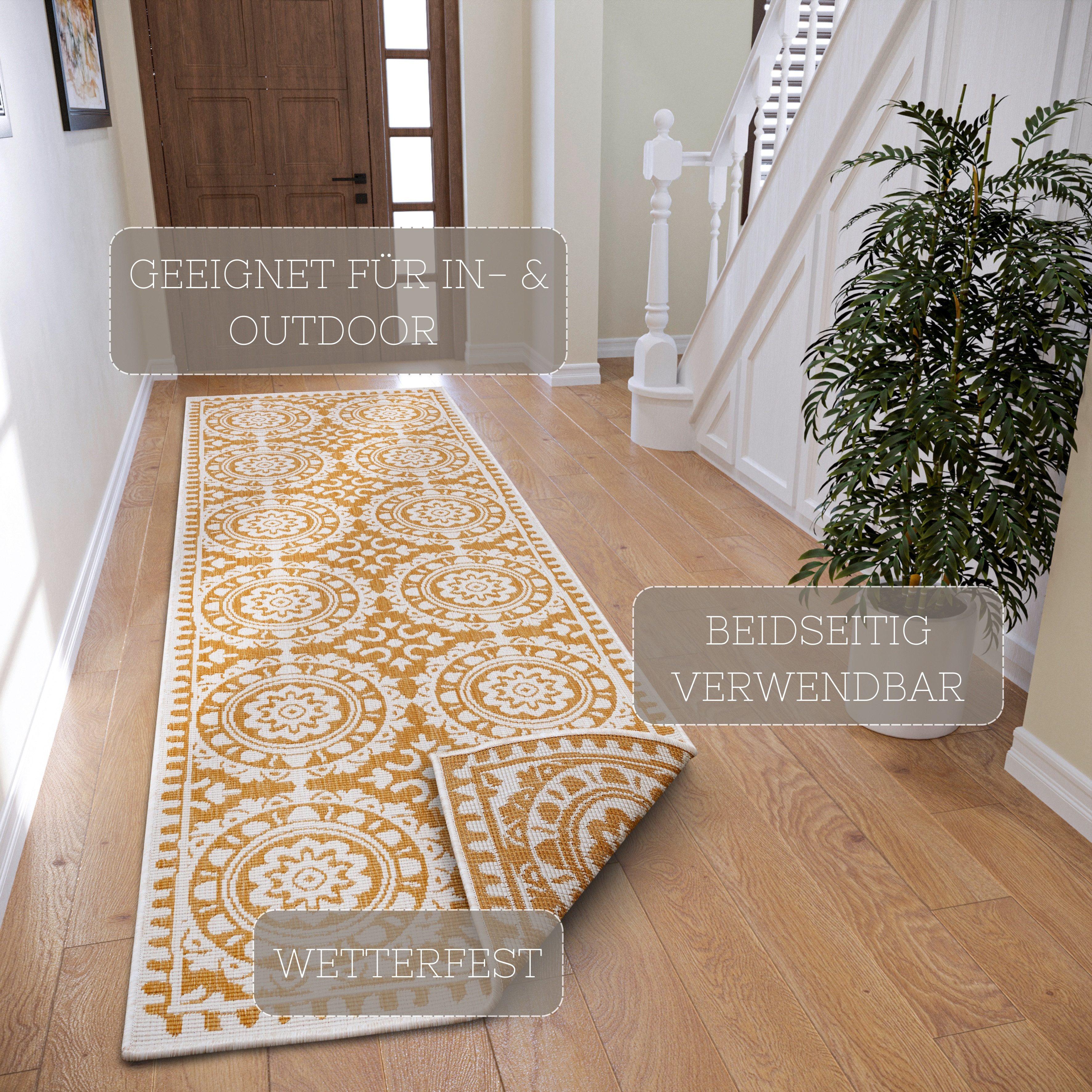 NORTHRUGS Loper Jardin Tweezijdig te gebruiken kleed, in-& outdoor, vintage, balkon, tuin, woonkamer, hal