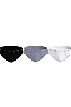tommy hilfiger underwear slip met contrastkleurige onderbroekband (set, 3 stuks, set van 3) grijs