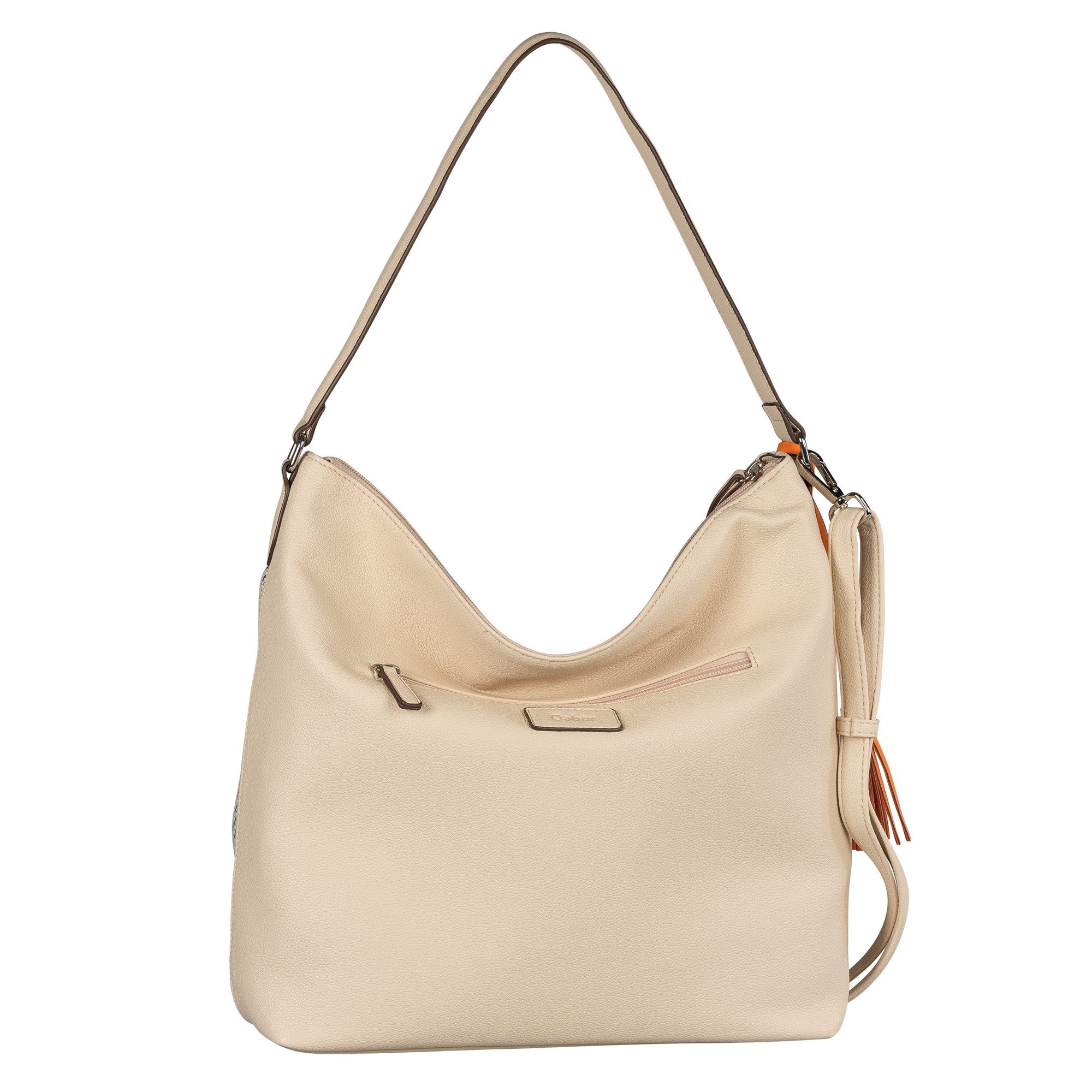 Gabor Hobo-tas Annett in bamboe-look bezet met glad kunstleer en een franjes hanger
