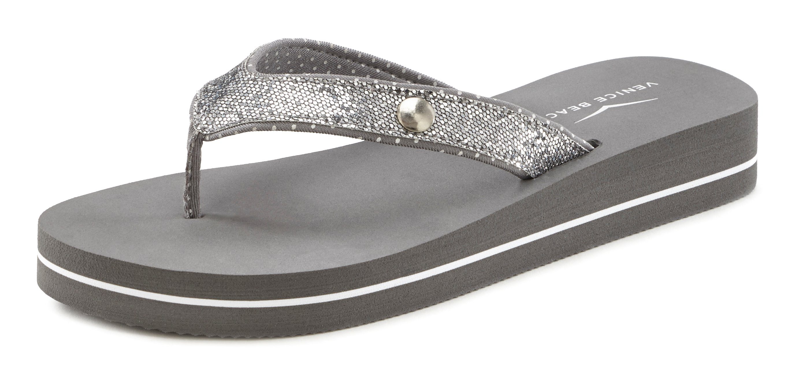 Venice Beach Badslippers Sandaal, pantoletten, badschoenen ultralicht met glitterband VEGAN