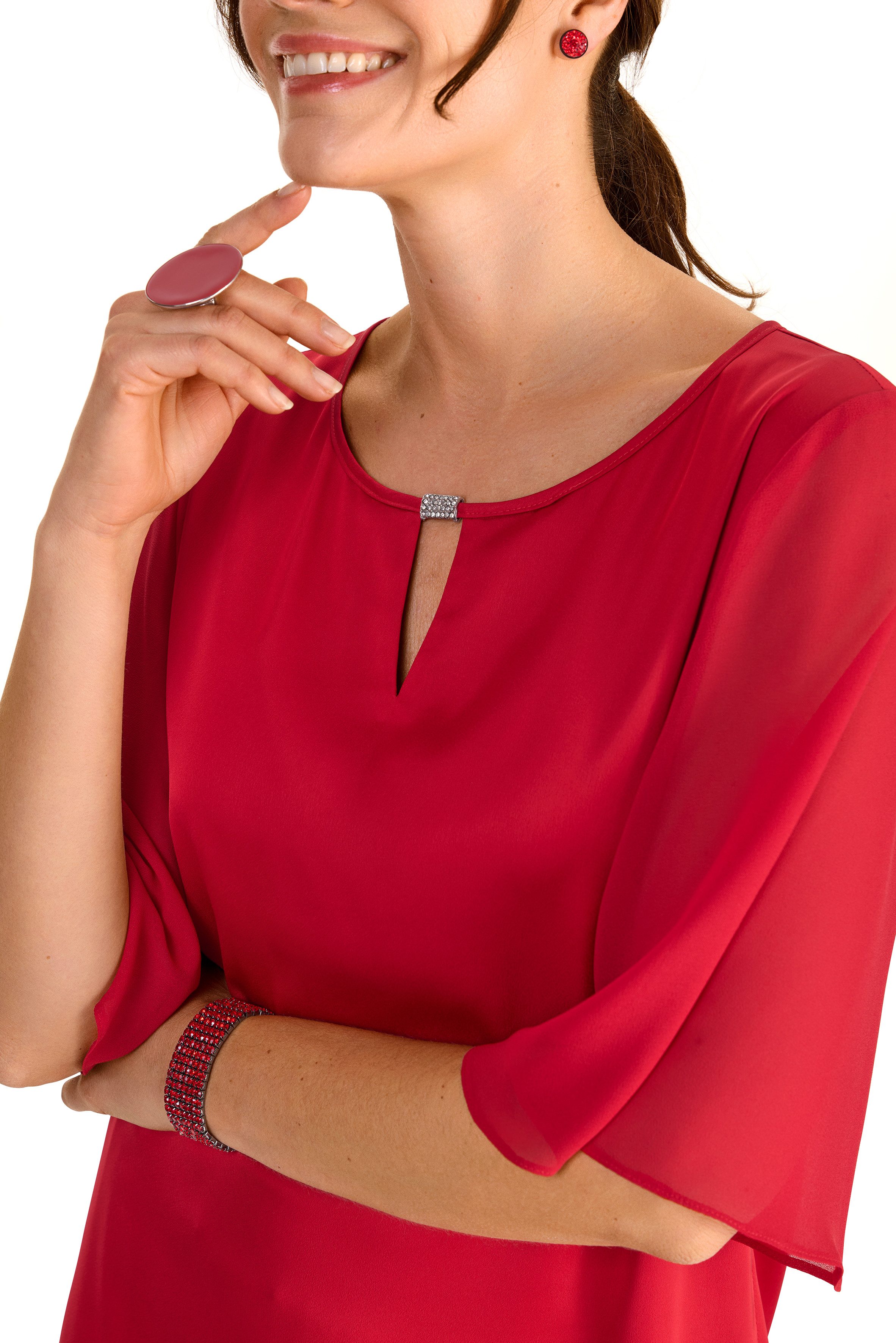 HERMANN LANGE Collection Shirt met glinsterend detail aan de halslijn