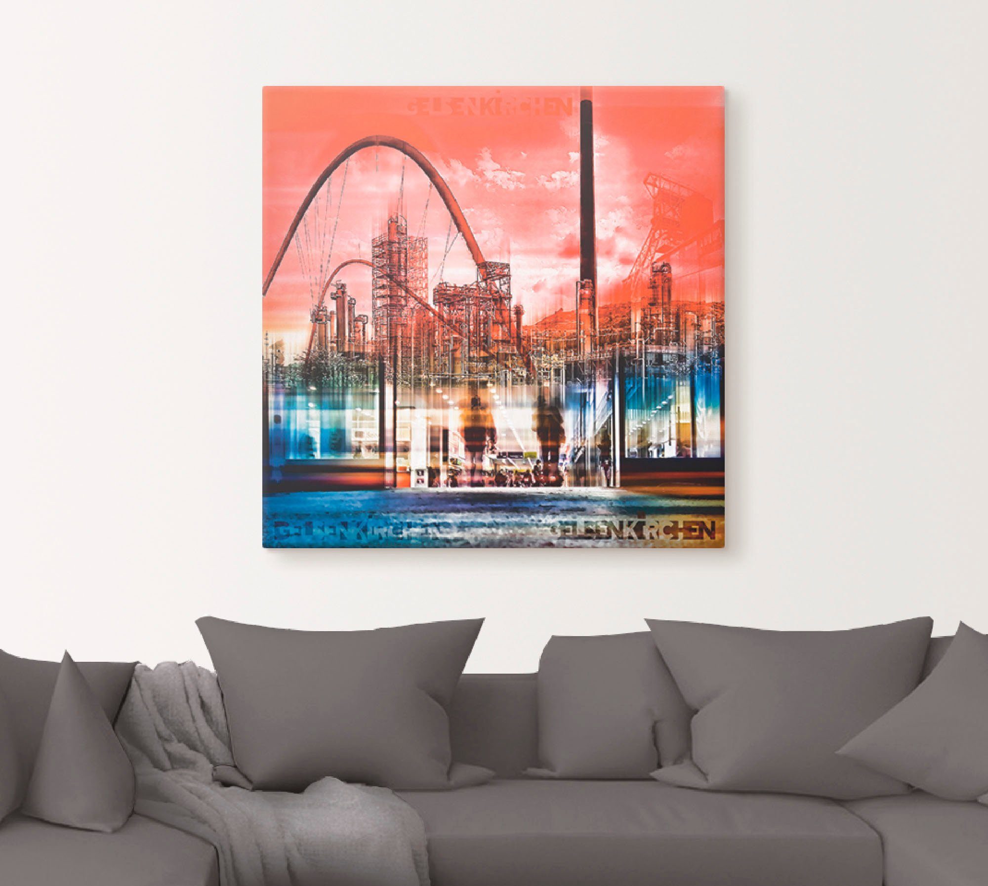 Artland Artprint op linnen Gelsenkirchen skyline collage 01