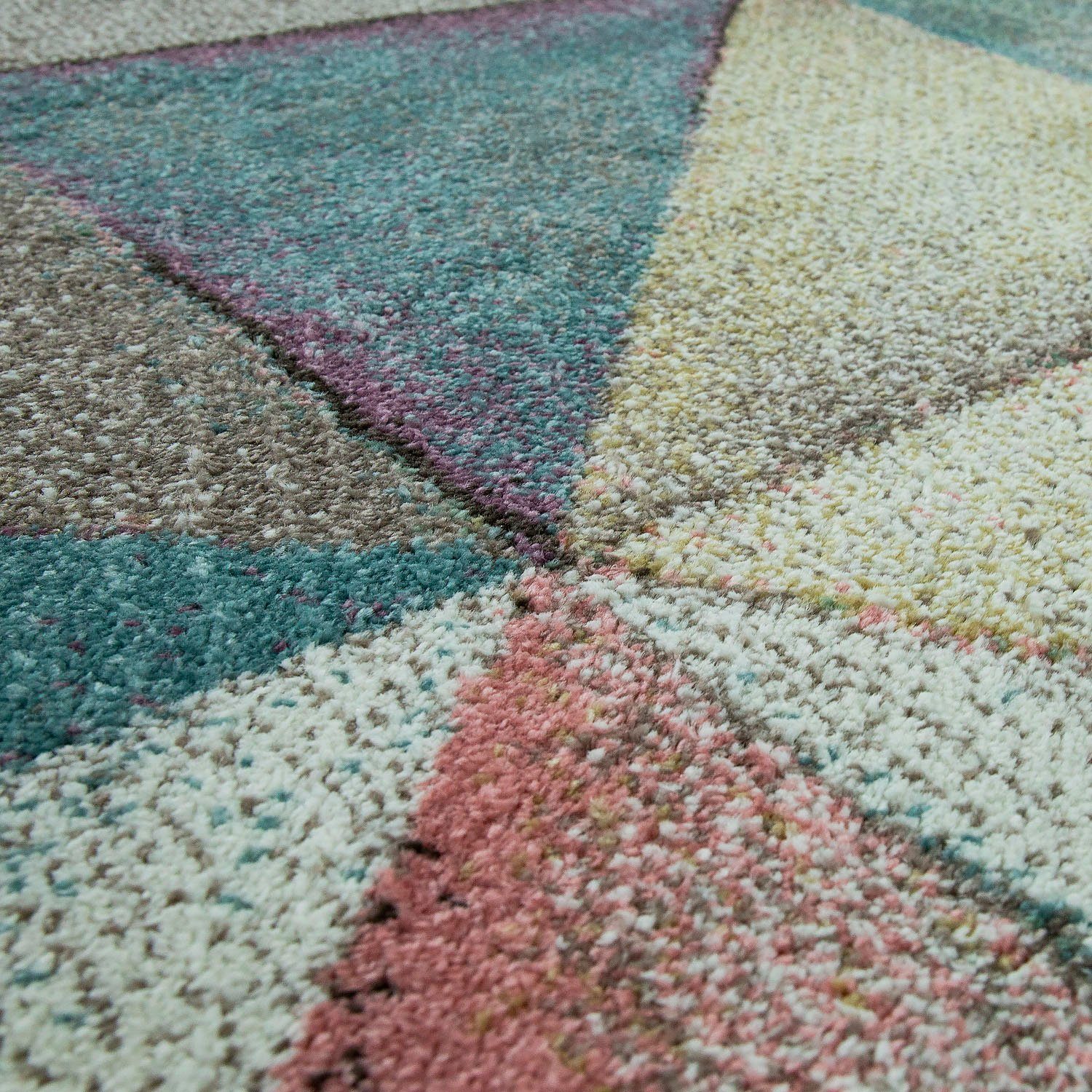 Paco Home Vloerkleed Kosy 513 Korte pool, kleurrijk geometrisch dessin, pastelkleuren