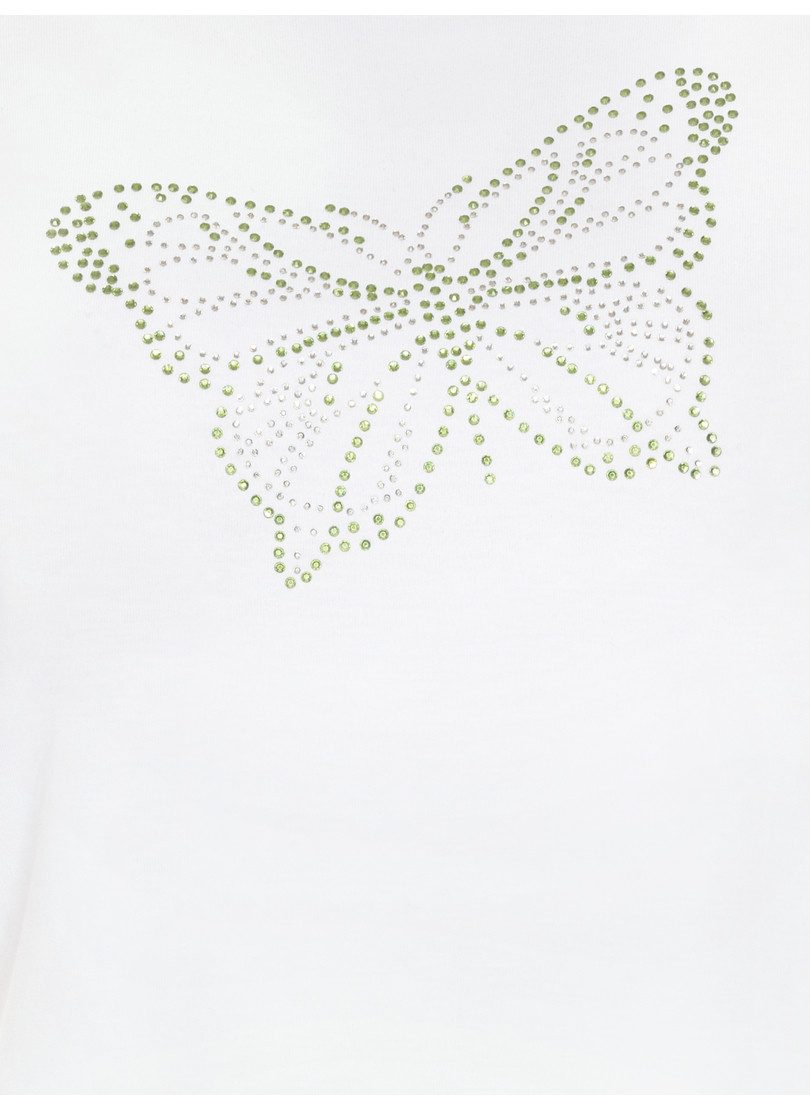 Trigema T-shirt TRIGEMA T-shirt met vlinder van strasssteentjes (1-delig)