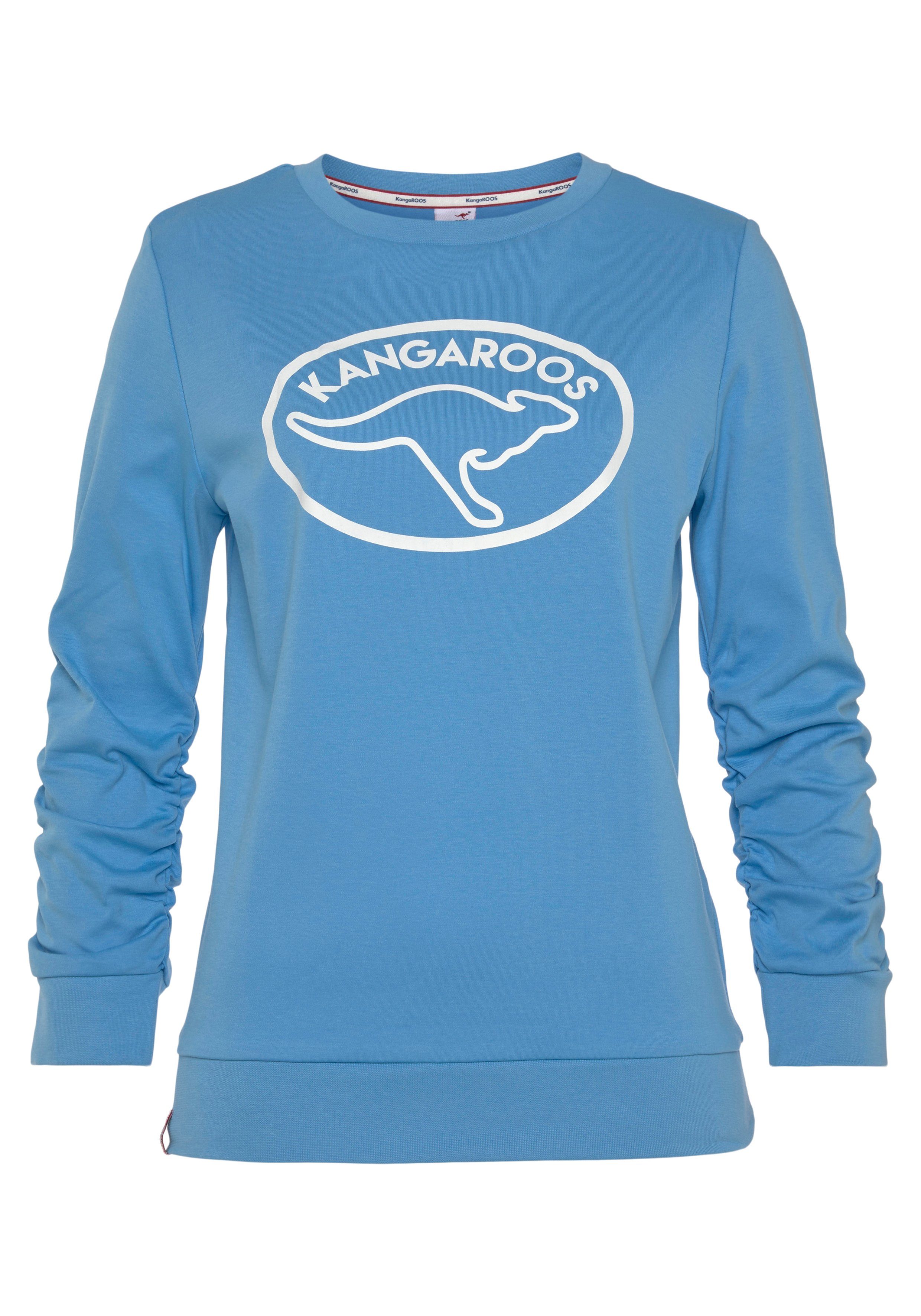 KangaROOS Sweatshirt met rimpeling op de mouw en merk-logo-print nieuwe-kollektion