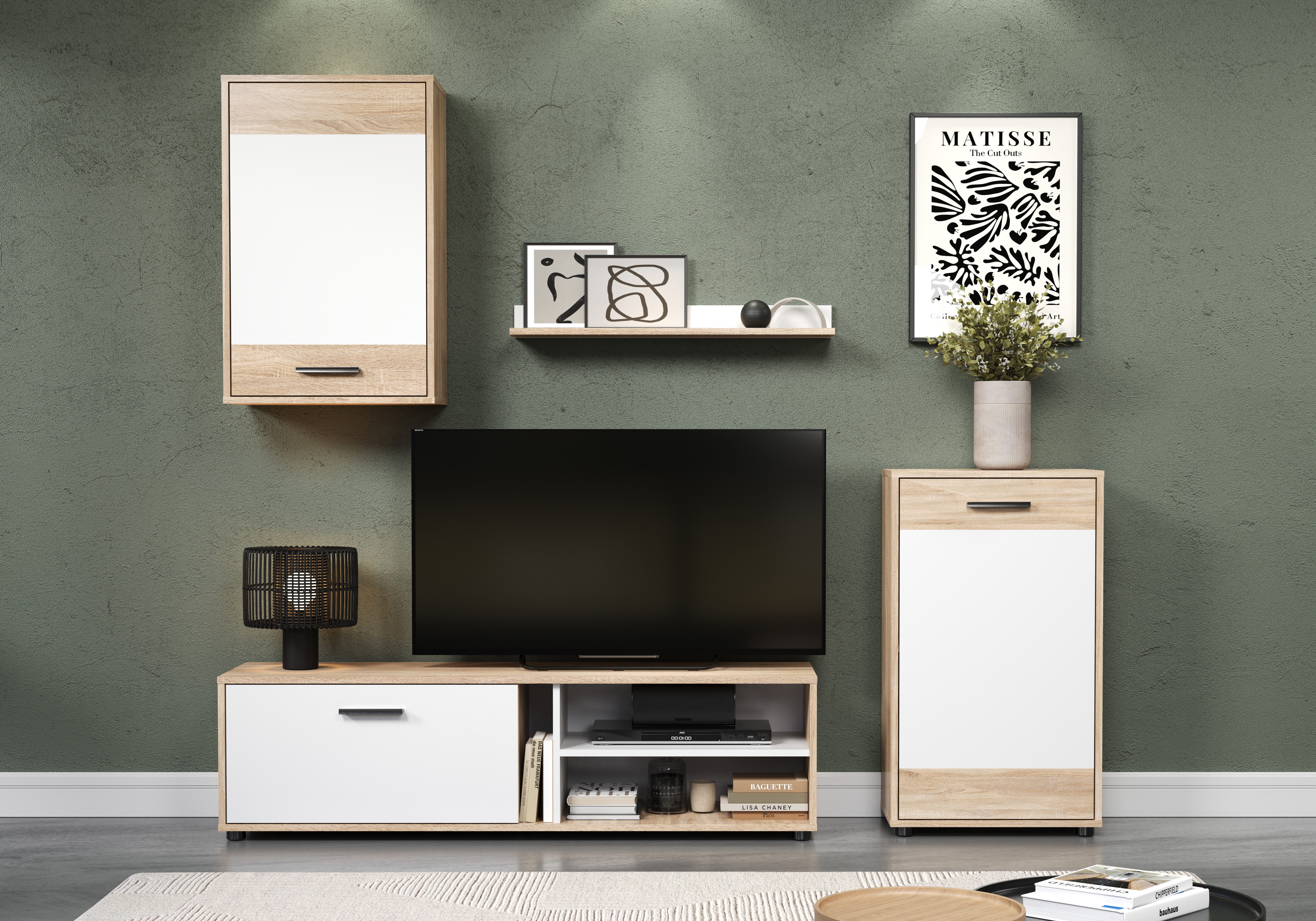 INOSIGN Wandmeubel Valetta incl. lowboard, hangkast, wandplank en highboard (complete set, 4-delig)