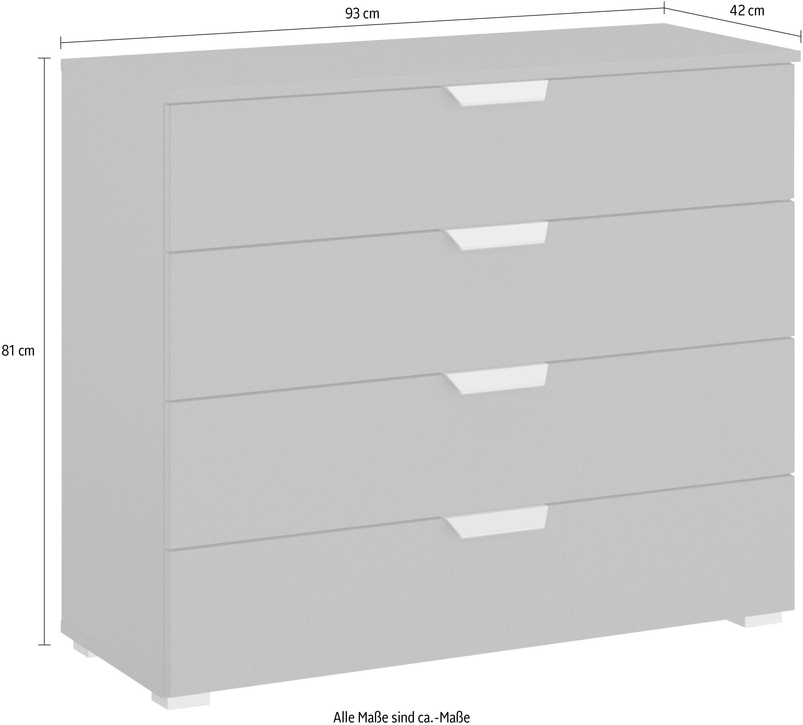 rauch Ladekast Sideboard ORIAS met decor- of hoogglansfront met 4 lades en 2 deuren en metalen grepen made in germany