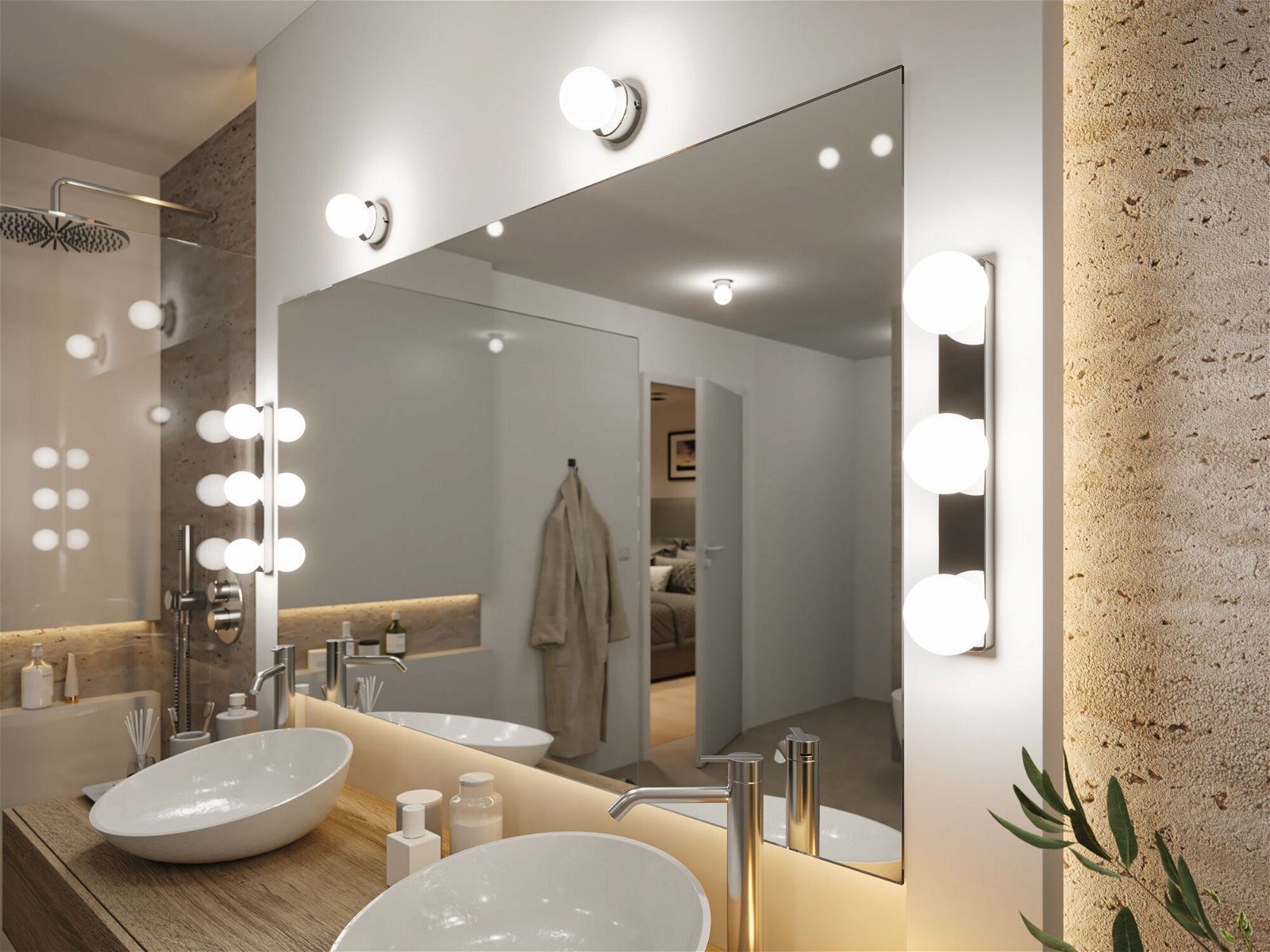 Paulmann Wandlamp Selection Bathroom Gove IP44 max. 3x20W Balken Glas/Metaal (1 stuk)