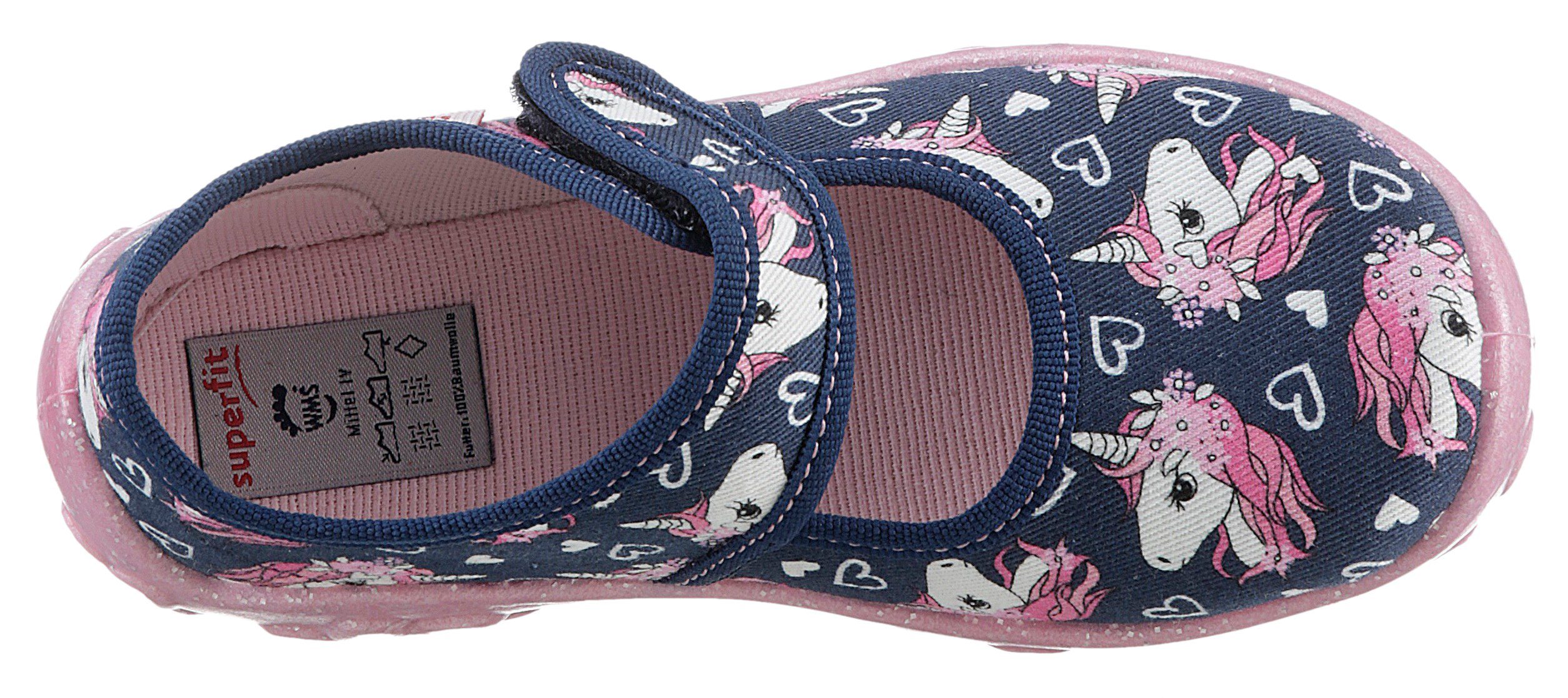 Superfit Pantoffels BONNY WMS: middel Kinderschoen met eenhoornmotief, maat sjabloon om te downloaden