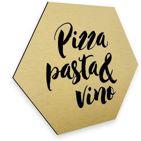 Wall-Art metalen artprint Pizza Pasta Gold Deko Küche