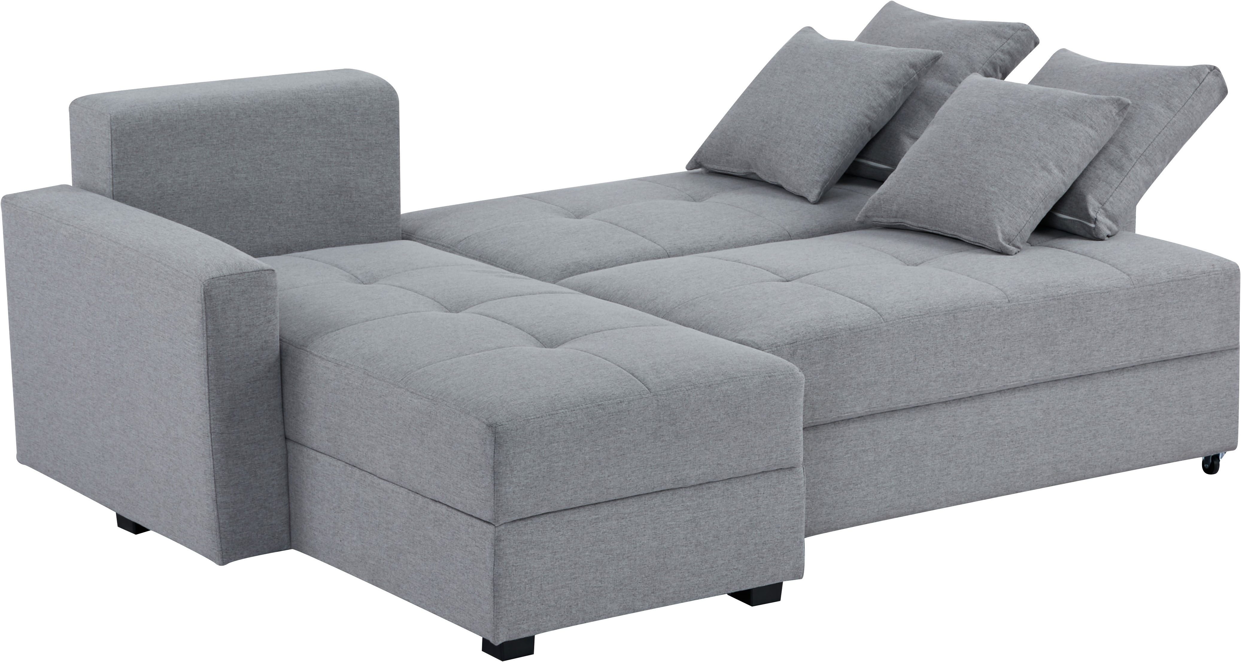 INOSIGN Hoekbank KILLAM, 217 cm, L-vorm, met slaapfunctie en bedlade Recamière rechts / links monteerbaar, in cord en geweven stof