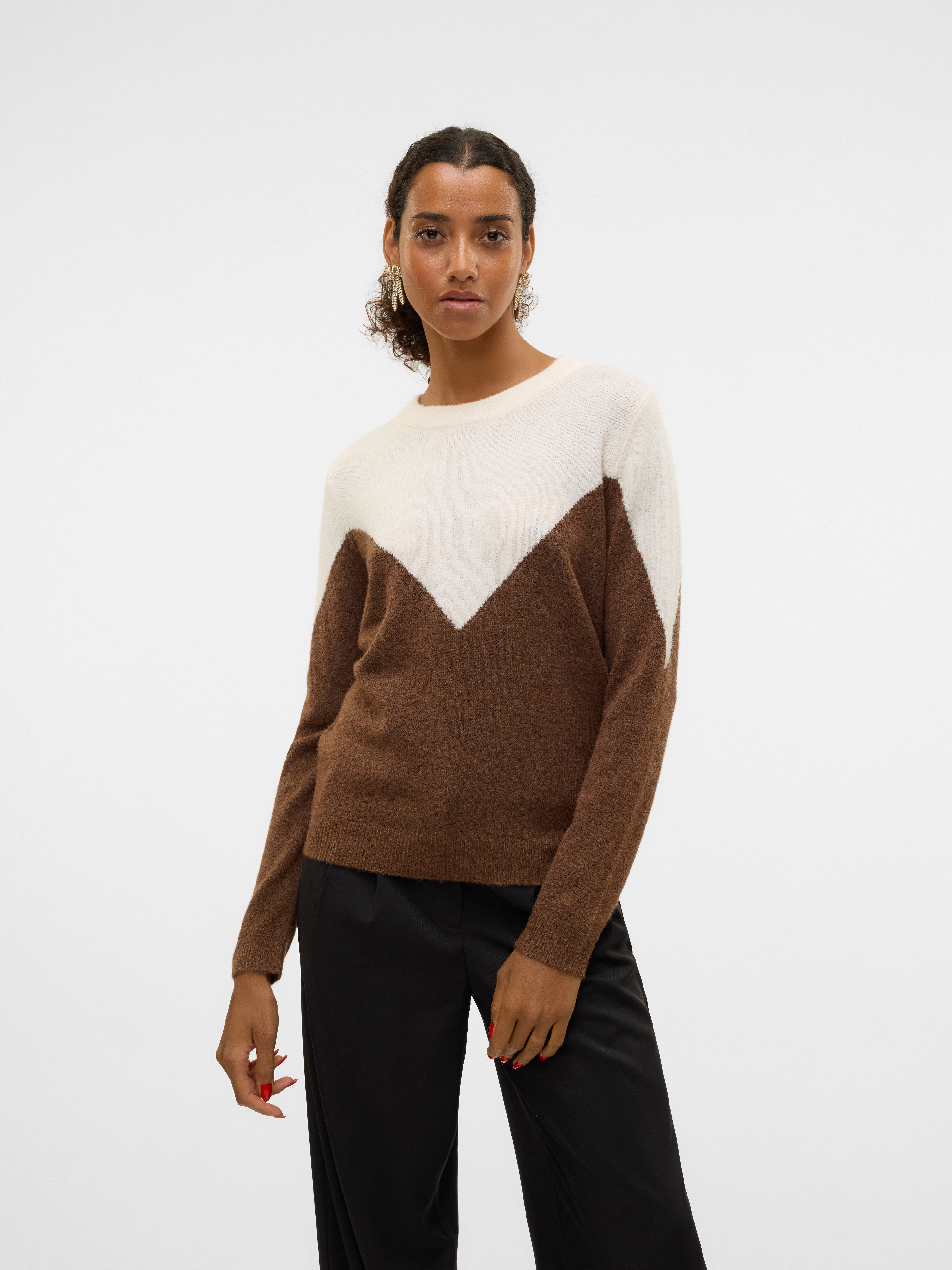 Vero Moda Gebreide trui VMPLAZA LS BLOCK PULLOVER GA BOO