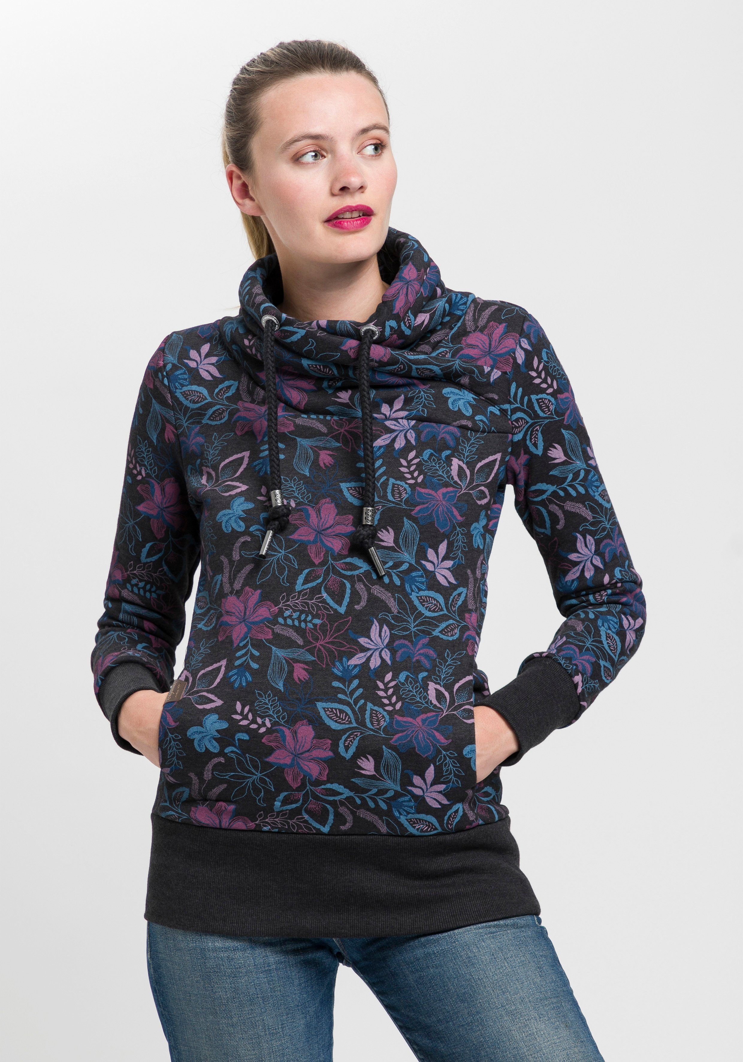 Ragwear Sweater NESKA O Capuchonsweater met asymmetrische sjaalkraag