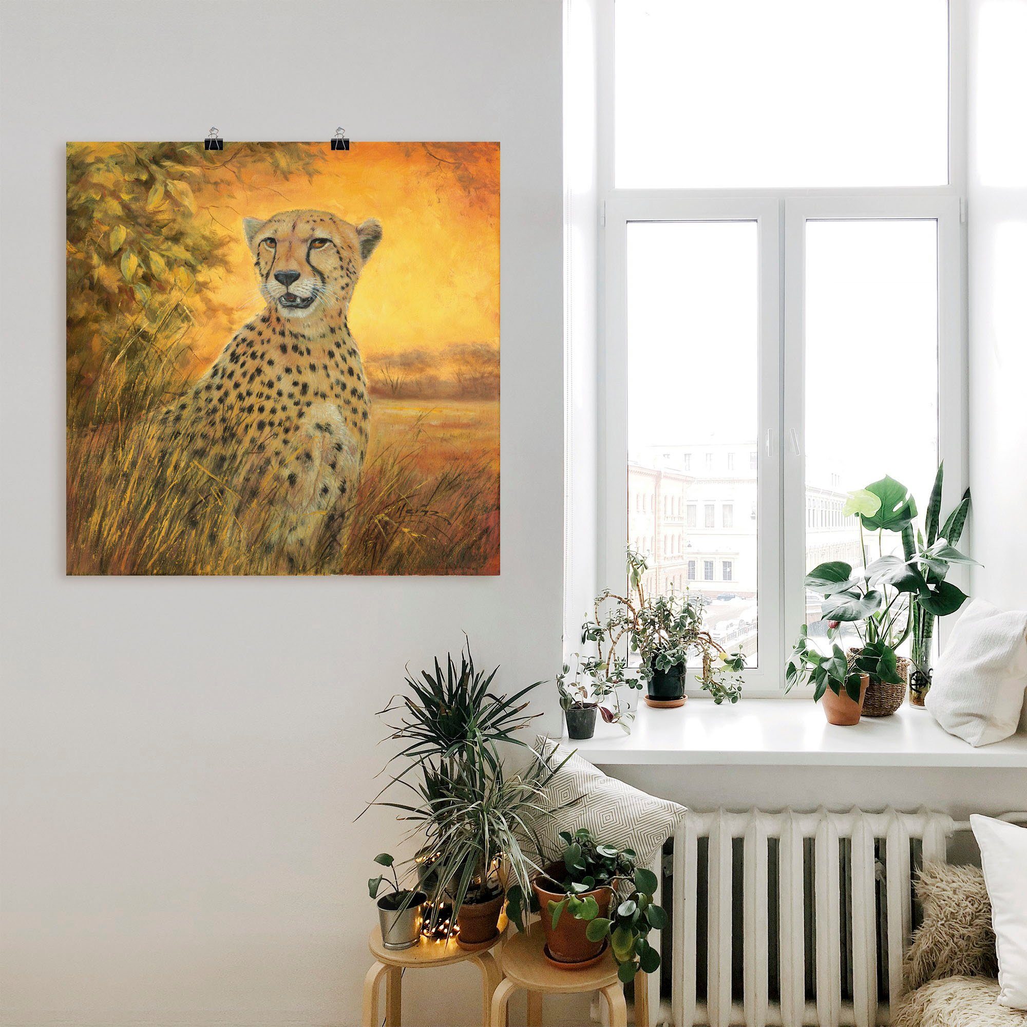 Artland Artprint Portret cheeta als artprint van aluminium, artprint voor buiten, poster in diverse formaten