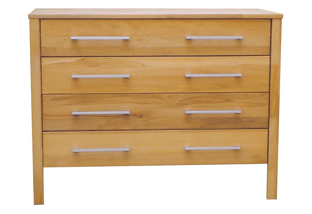 Home affaire Ladekast Modesty van massief beukenkernhout, met 4 laden en metalen handgrepen commodes & ladekasten maat 100x45x76 cm beige