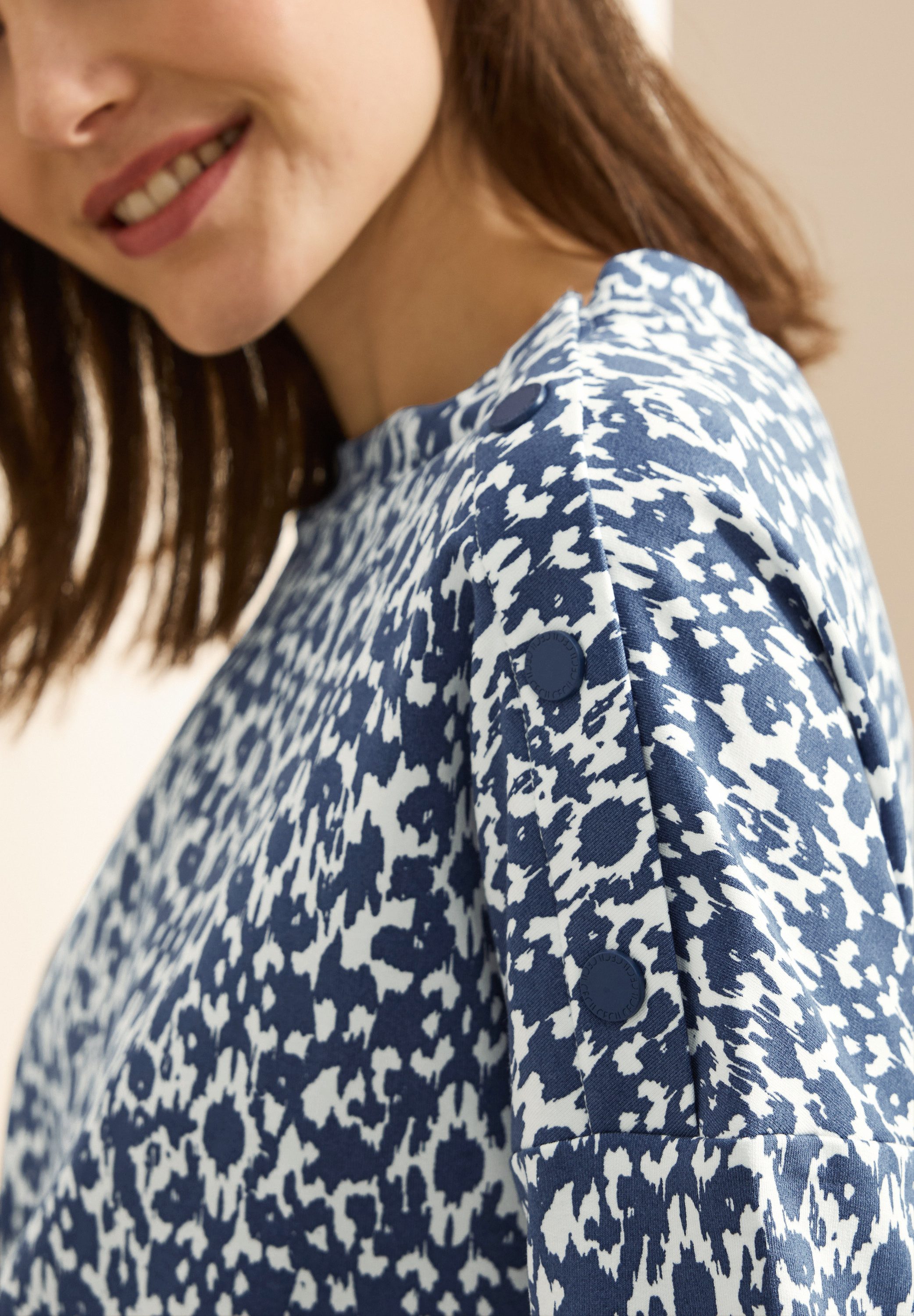 Cecil Shirt met print met minimalprint en knoopdetail