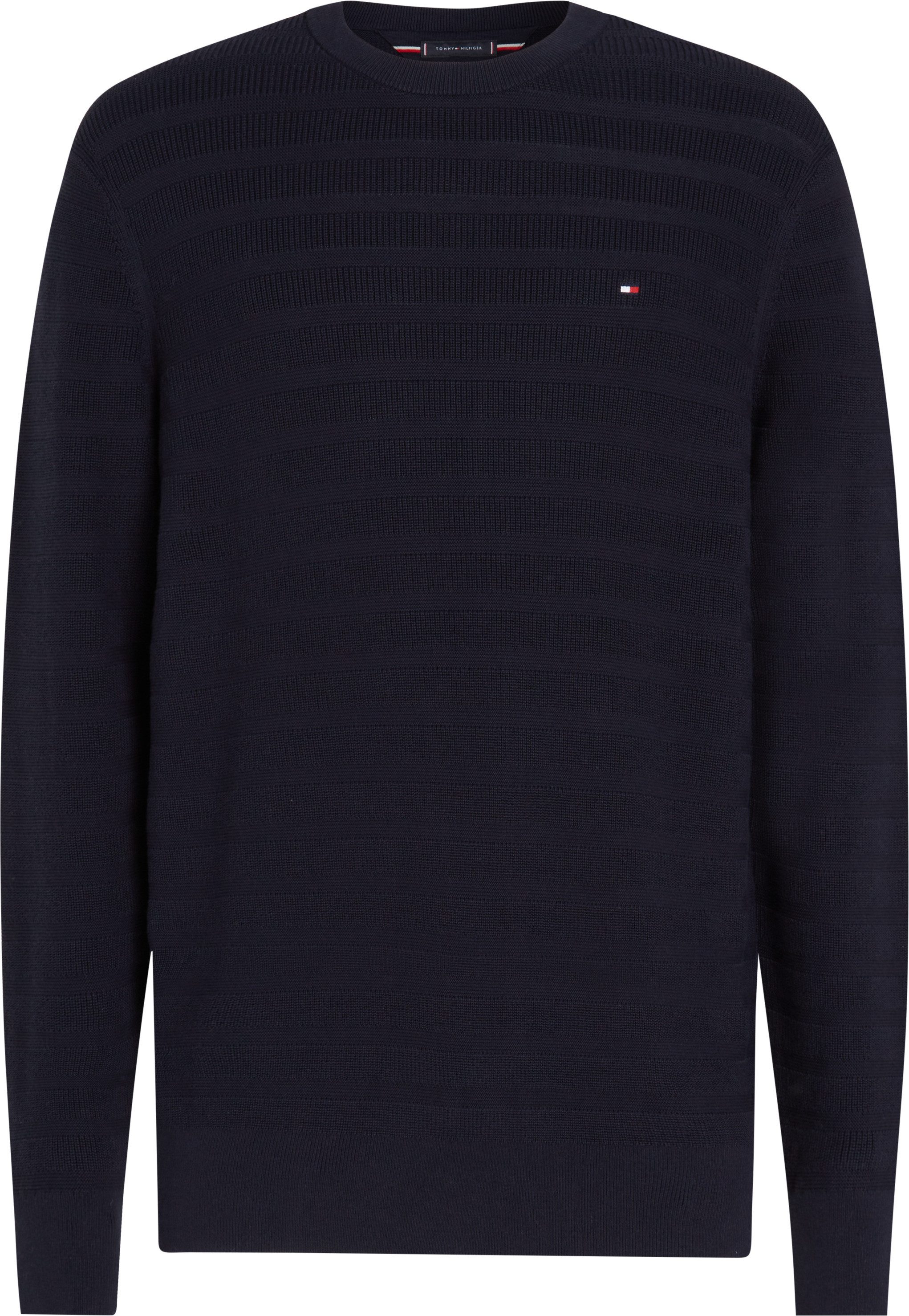 Tommy Hilfiger Trui met ronde hals STRIPE STRUCTURE regular fit, licht oversized schouders