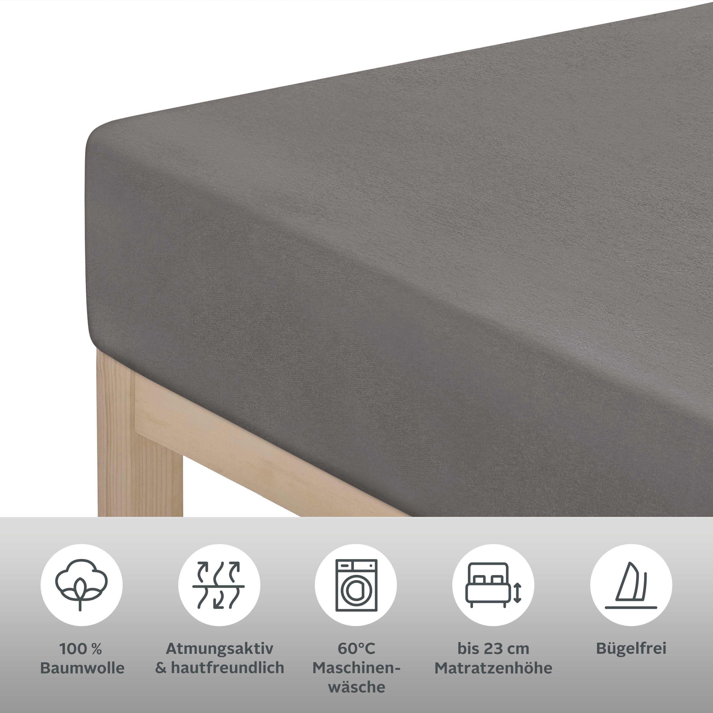 andas Hoeslaken Greta in mt. 90x200, 140x200 of 180x200 cm van katoen, voor matrassen tot 23 cm hoogte, laken, hoeslaken (1 stuk)