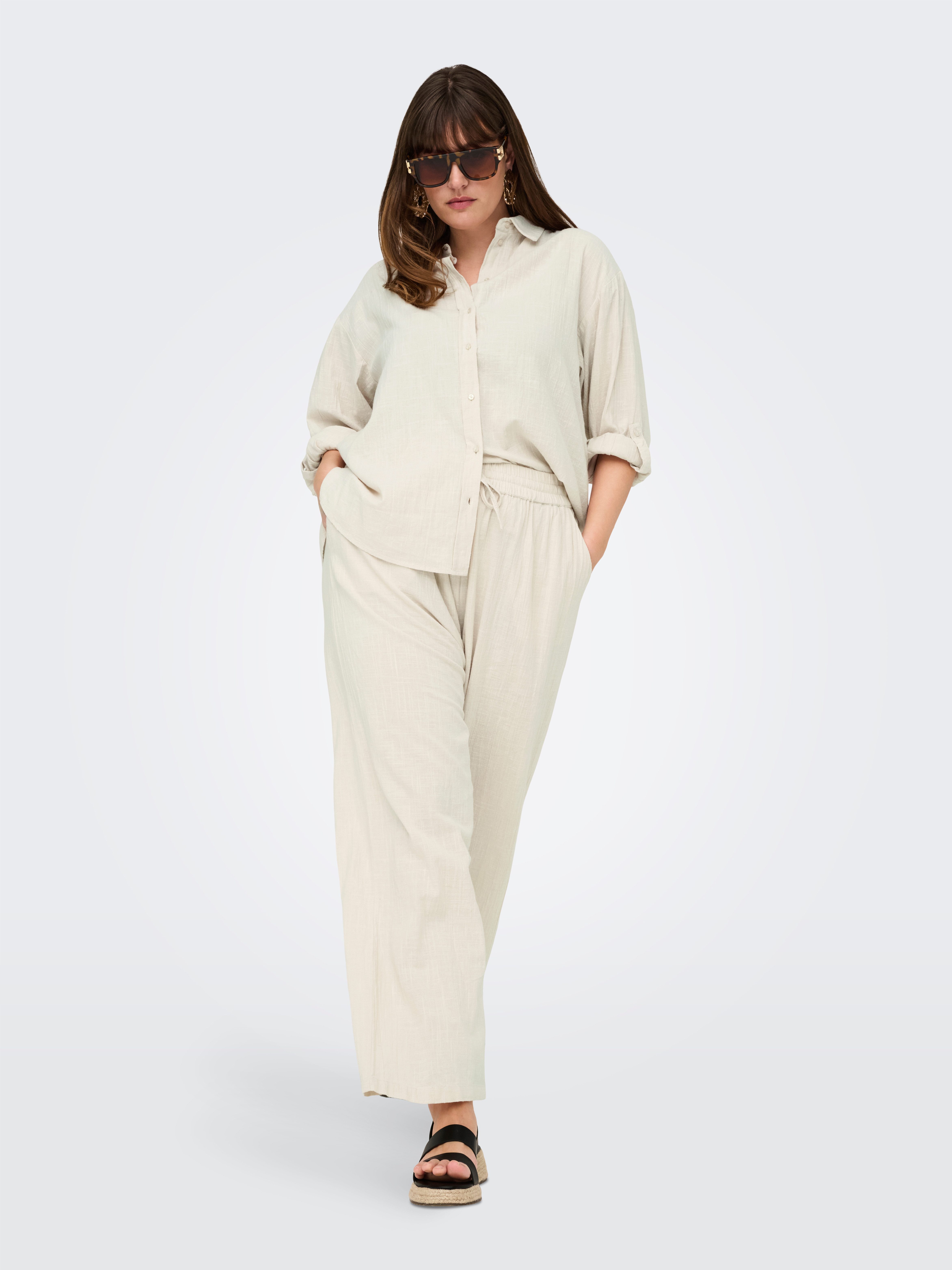 ONLY CARMAKOMA Blouse met lange mouwen CARTIZANA COTTON L/S SHIRT WVN NOOS