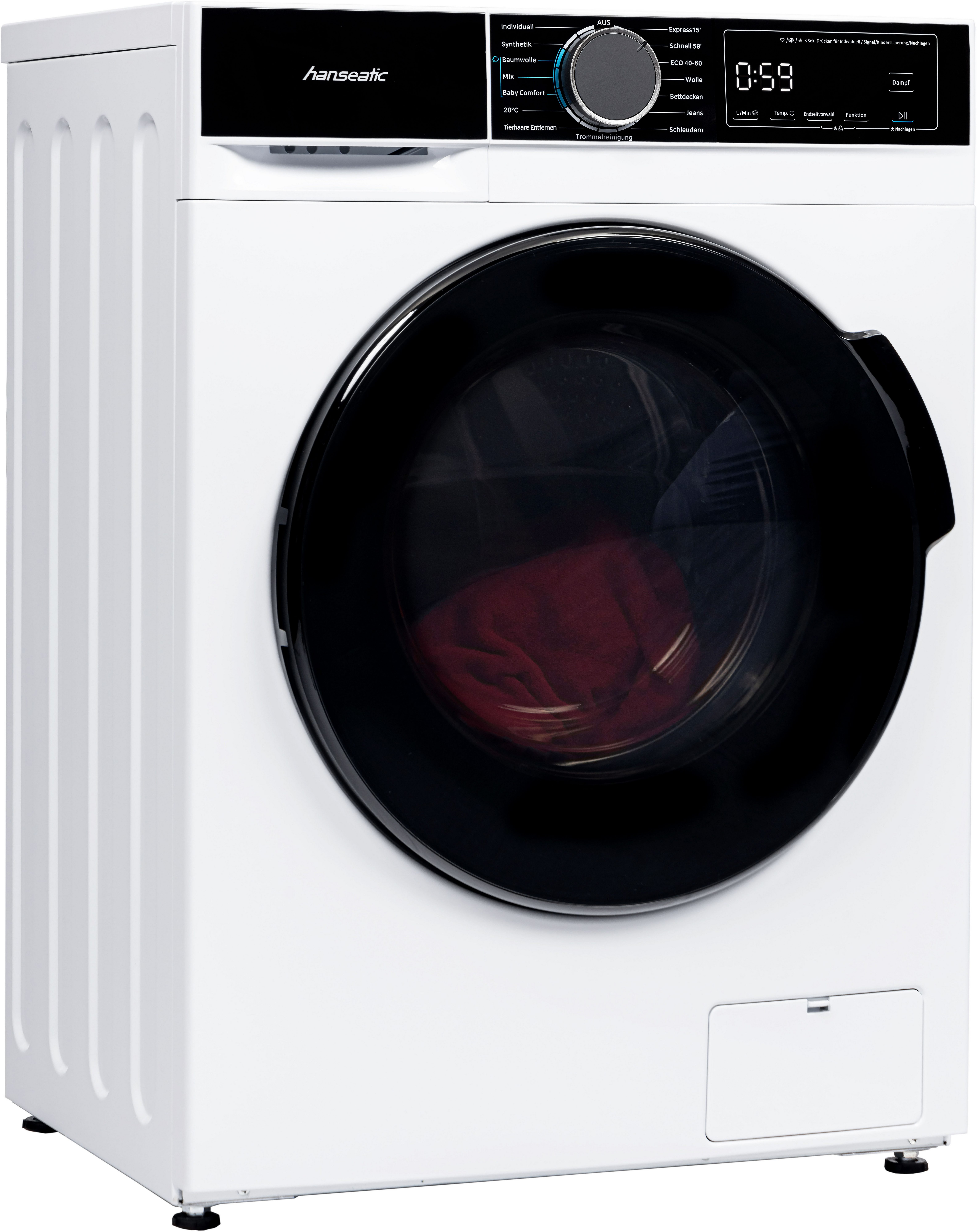 Hanseatic Wasmachine HWMA714B, Snelwasprogramma, voorprogrammeren starttijd