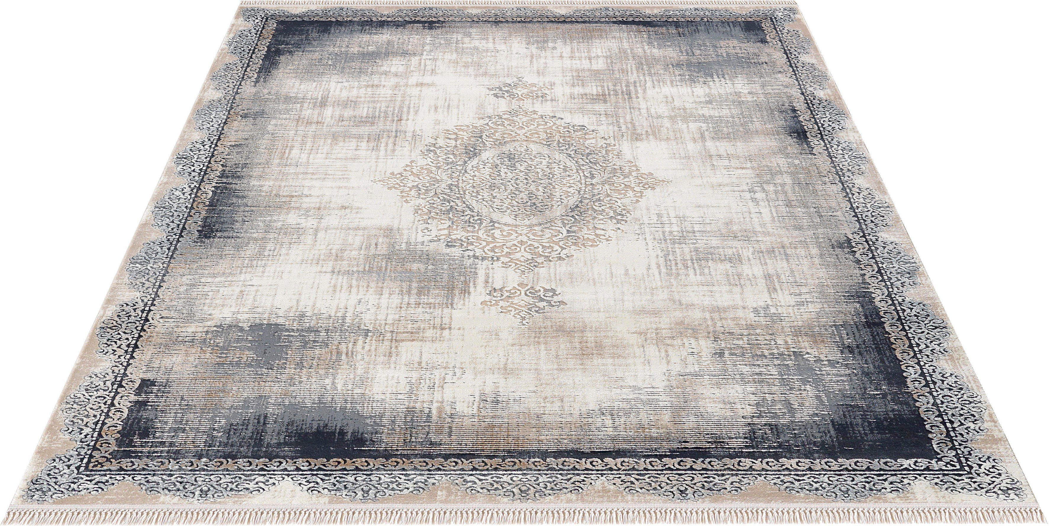 merinos Vloerkleed Rodin 19770 Vintage, oriënt, kortpolig met franjes