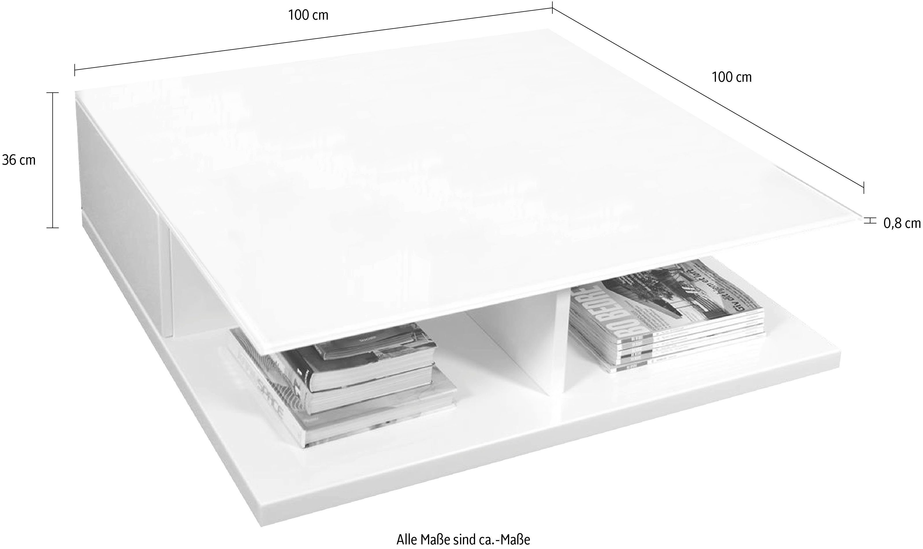 SalesFever Salontafel Tafelblad van gehard kristalglas