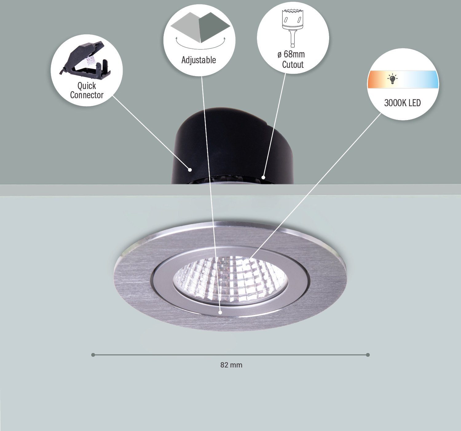 Paco Home Inbouwlamp Rita LED inbouwspot draaibaar LED spot spotlight vlak dimbaar