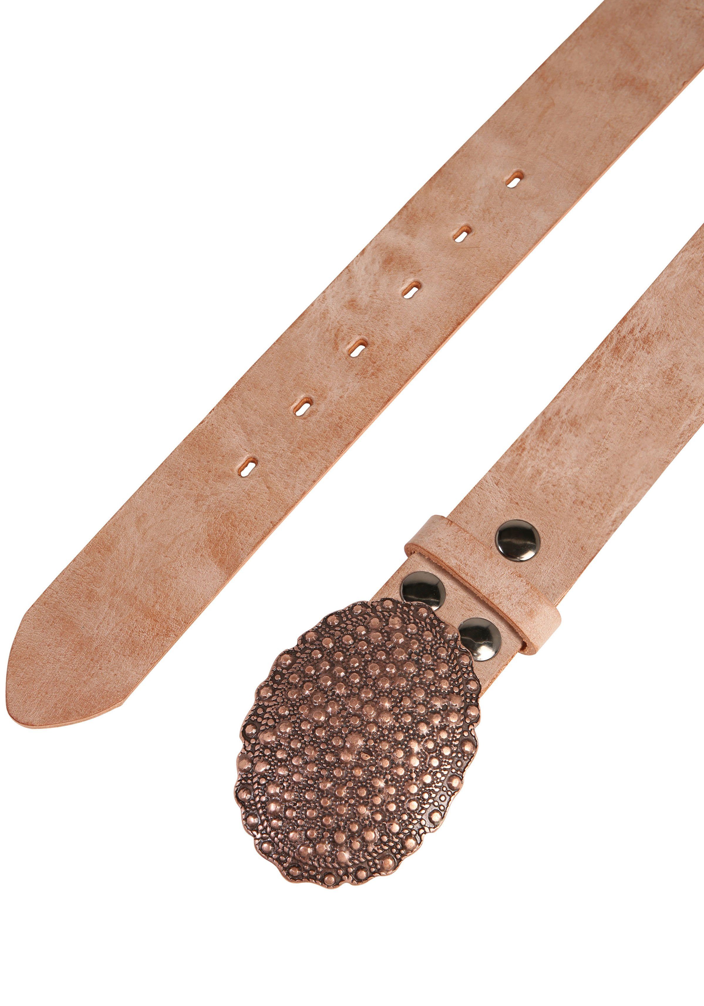RETTUNGSRING by showroom 019° Leren riem met verwisselbare sluiting "ovaal nieten koper"