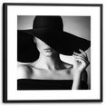 reinders! wanddecoratie ingelijste afbeelding zwarte hoed vrouw - sensueel - geheimzinnig (1 stuk) zwart