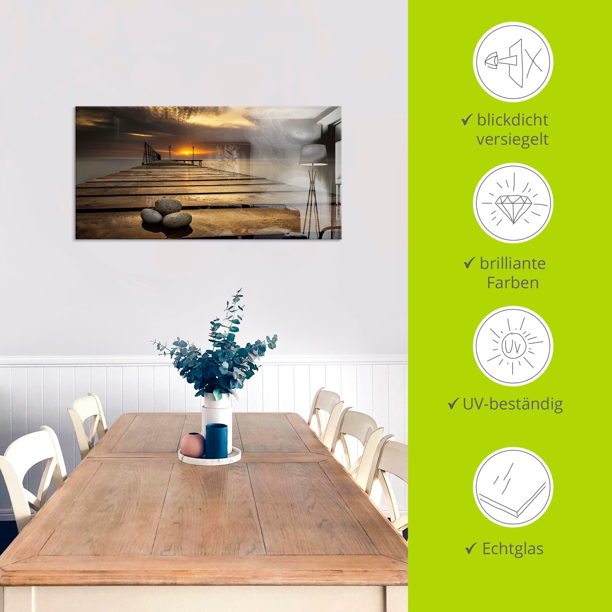Artland Print op glas Zonsopkomst aan de Zwarte Zee