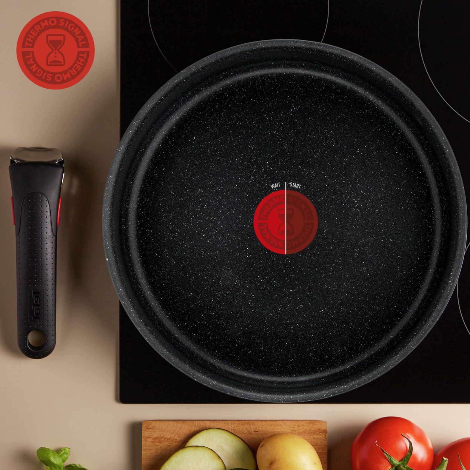 Tefal Pannenset L39996 Ingenio Black Stone, kookpan set inductie stapelbaar, anti-aanbak (set, 4-delig)