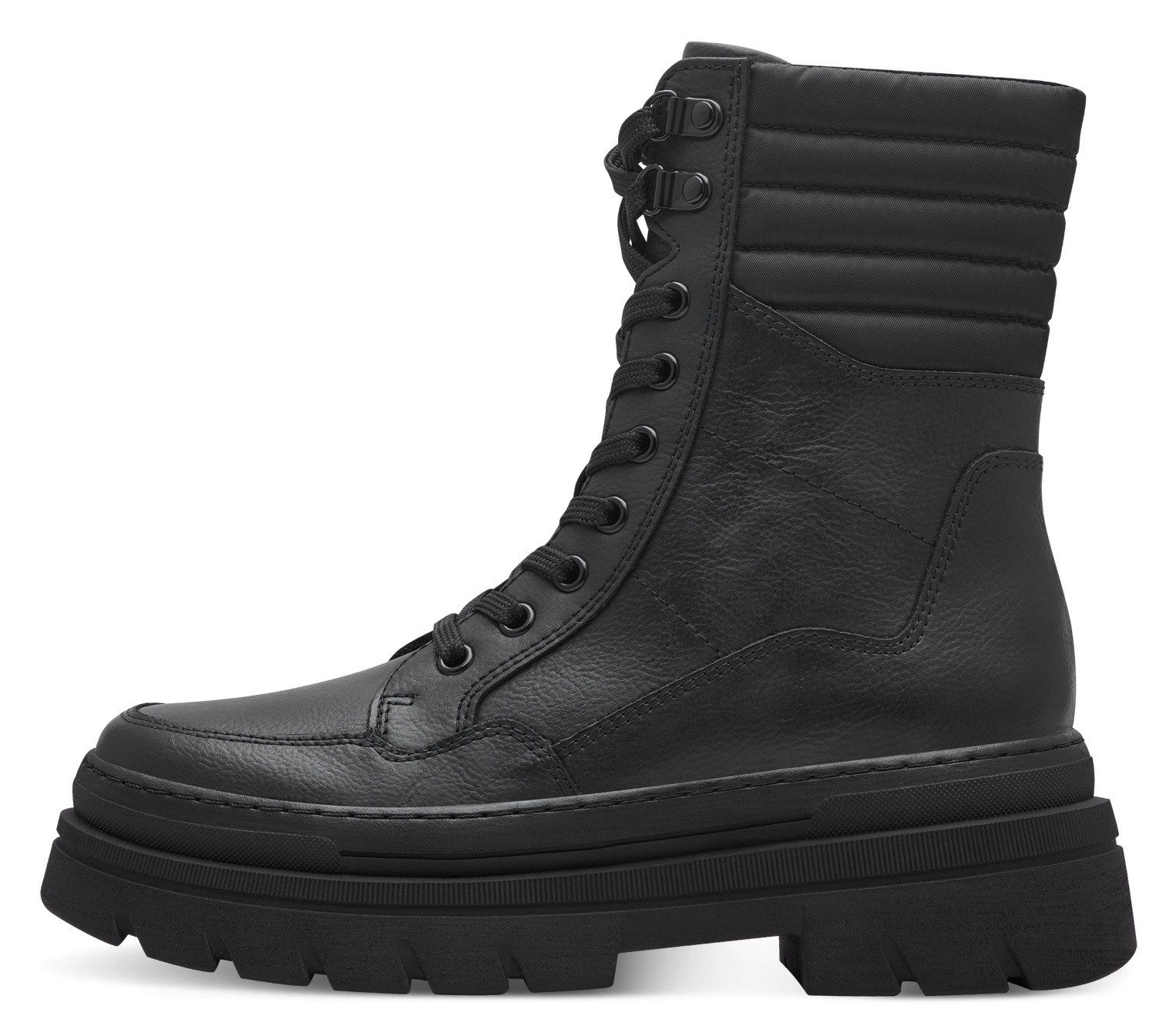 Marco Tozzi Winterlaarzen FREDO , plateau, bikerboots, veterschoenen, chunky boots, decoratieve naden