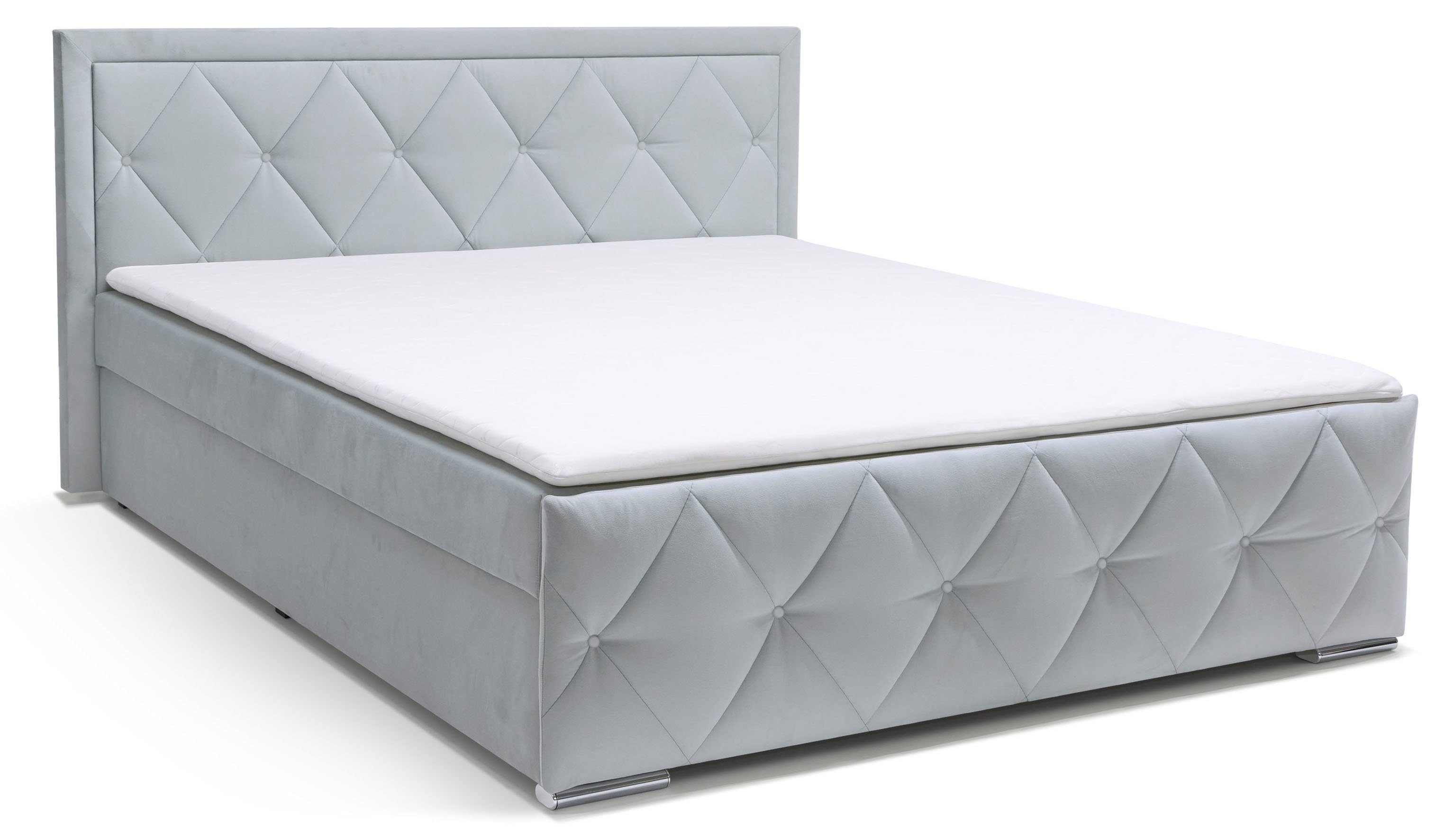 Leonique Boxspring Alfie, bestseller! Inclusief bedlade & topper Optioneel met knoopstiksels of strassstenen, H2, H3 en H4 verkrijgbaar