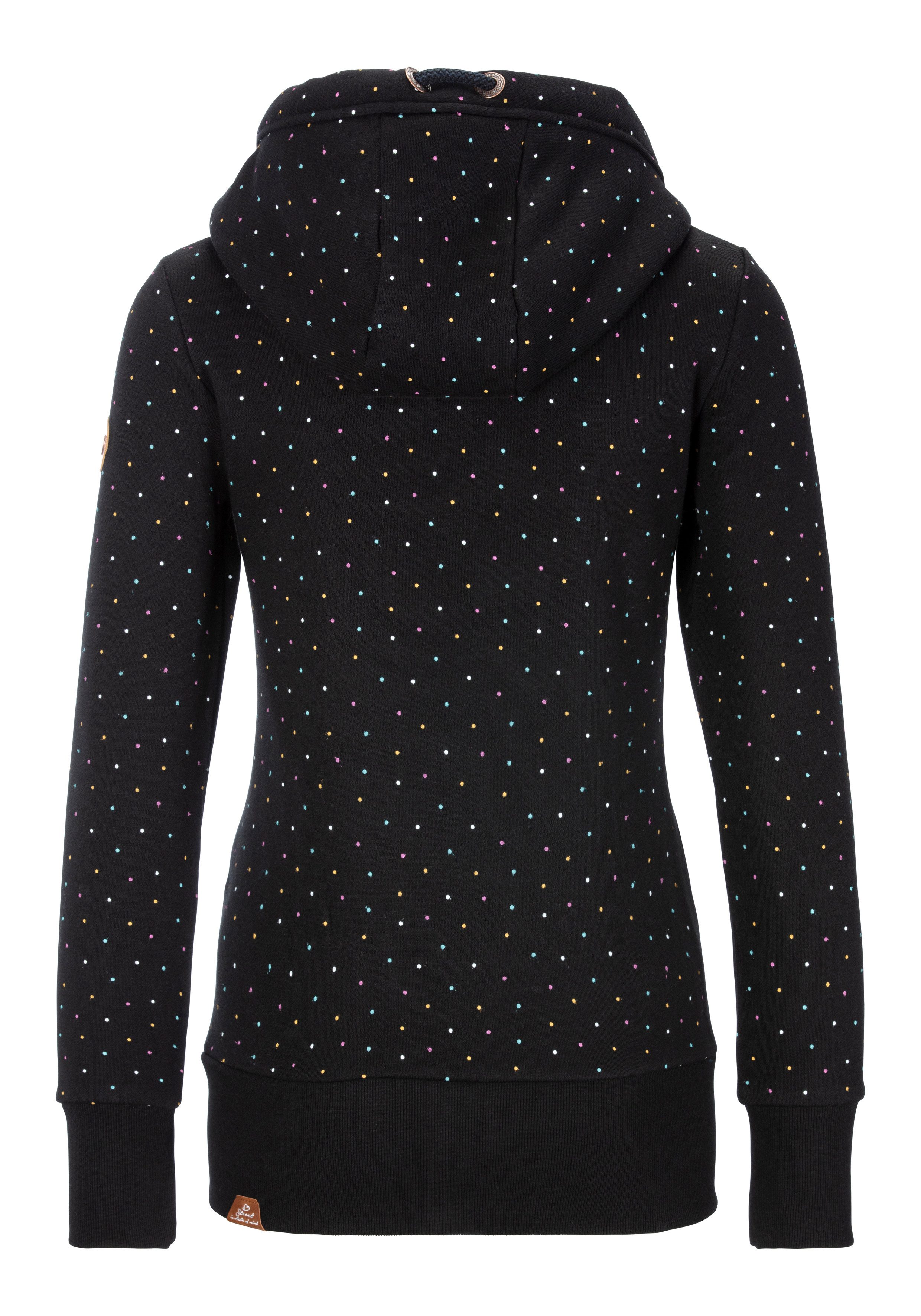 Ragwear Capuchonsweatvest NESKA DOTS MULTICOLOR ZIP O Jack met lange mouwen en veelkleurige, all-over stippenprint