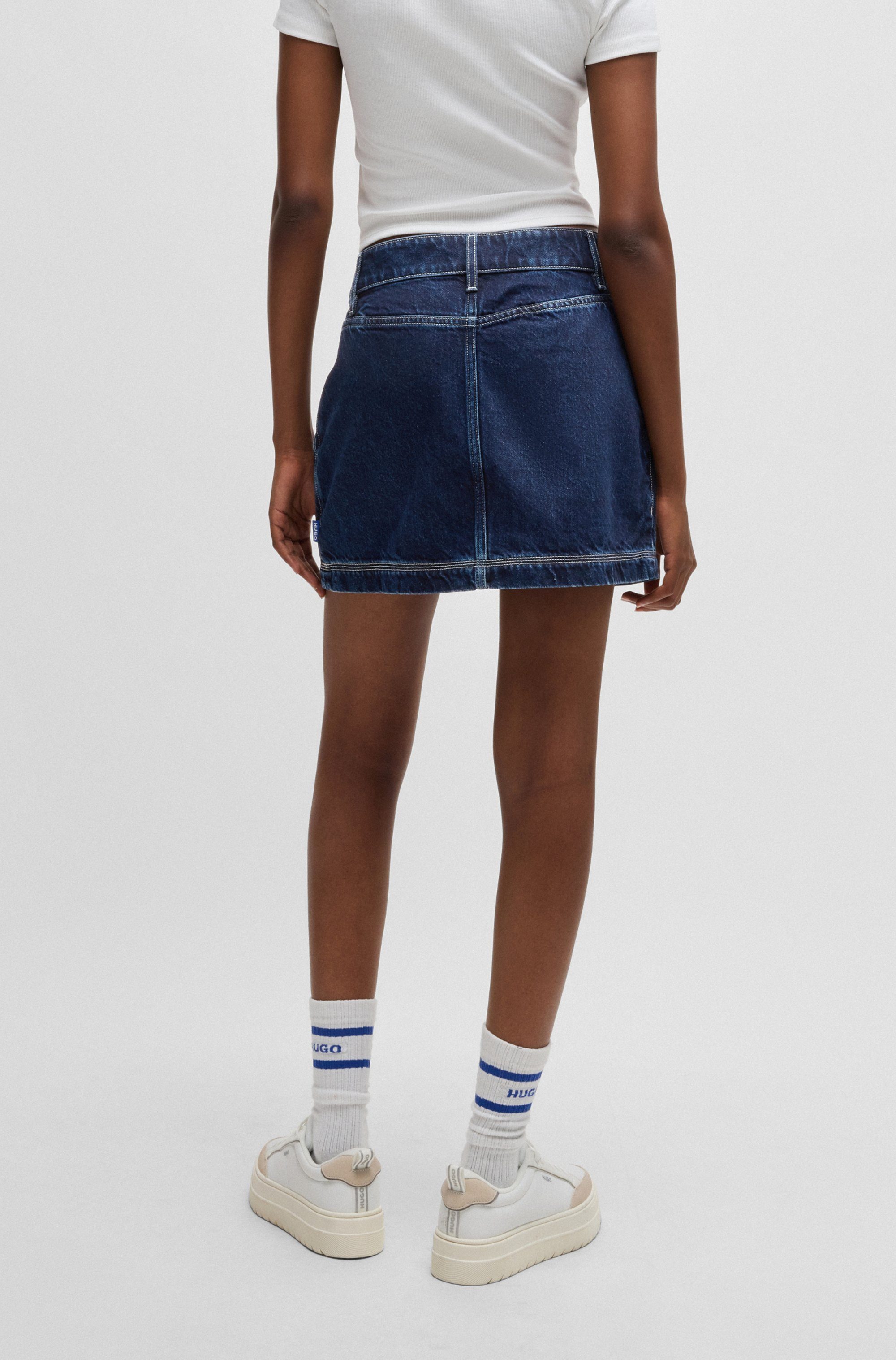 HUGO Blue Minirok Garalia_B met contrasterende stiksels